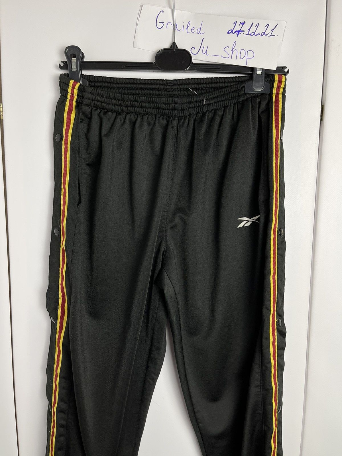 Reebok vintage joggers rivets buttons black sportswear