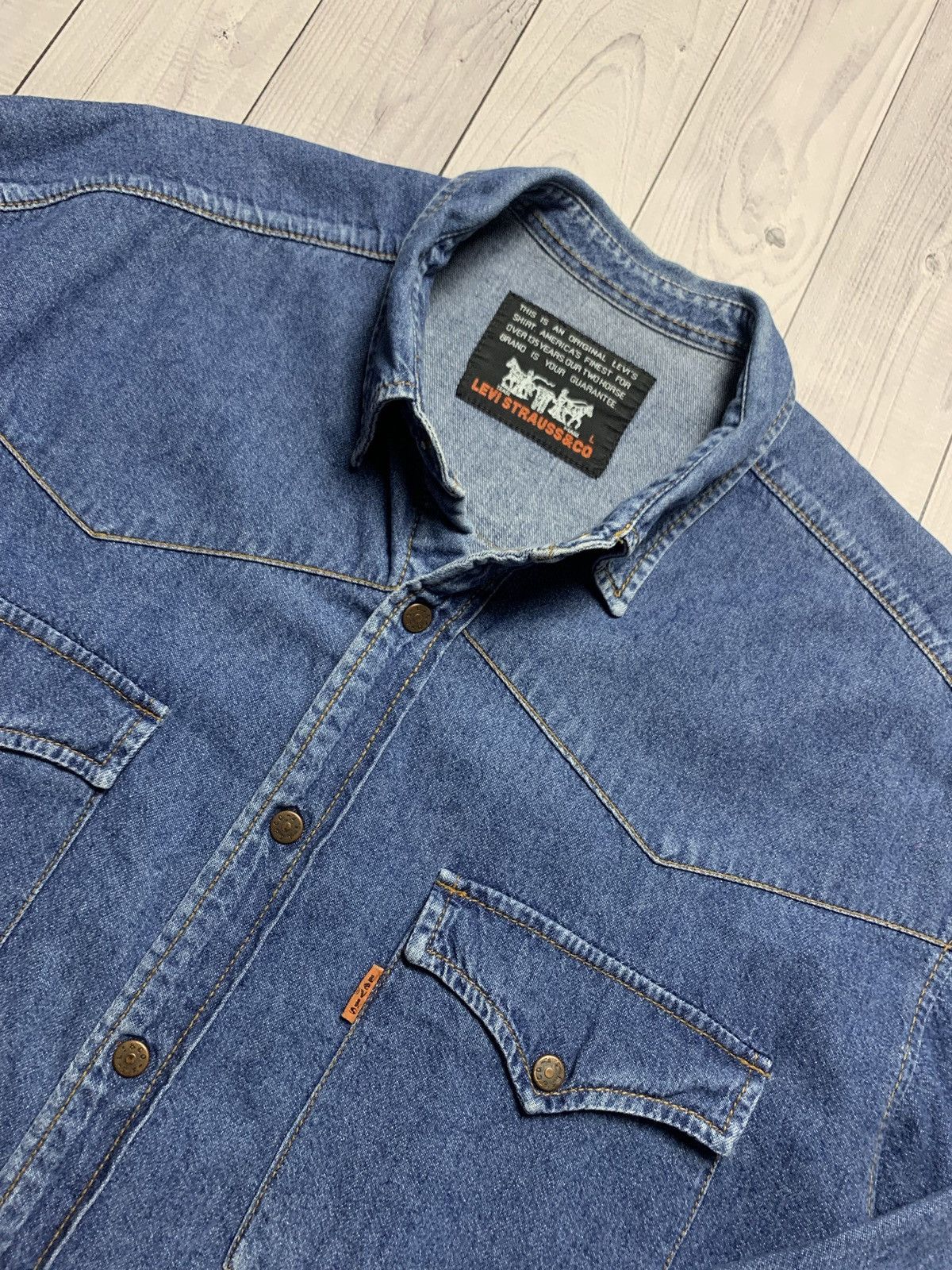 Levi's × Levi's Vintage Clothing × Vintage Vintage denim shirt Levis orange tab size L Size US L / EU 52-54 / 3 - 2 Thumbnail