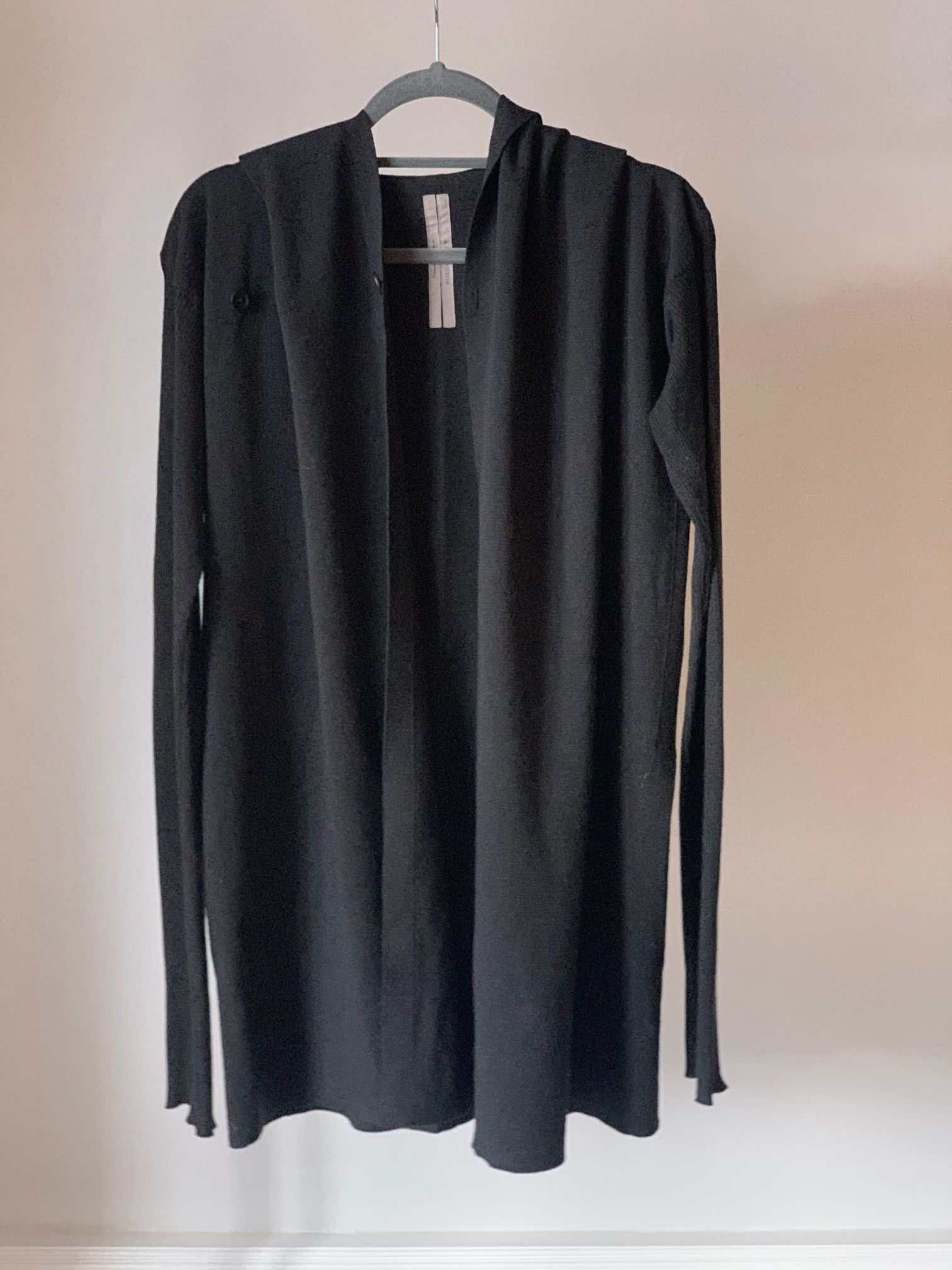 image of Rick Owens Wool Hoodie Cardigan in Black, Men's (Size Medium)