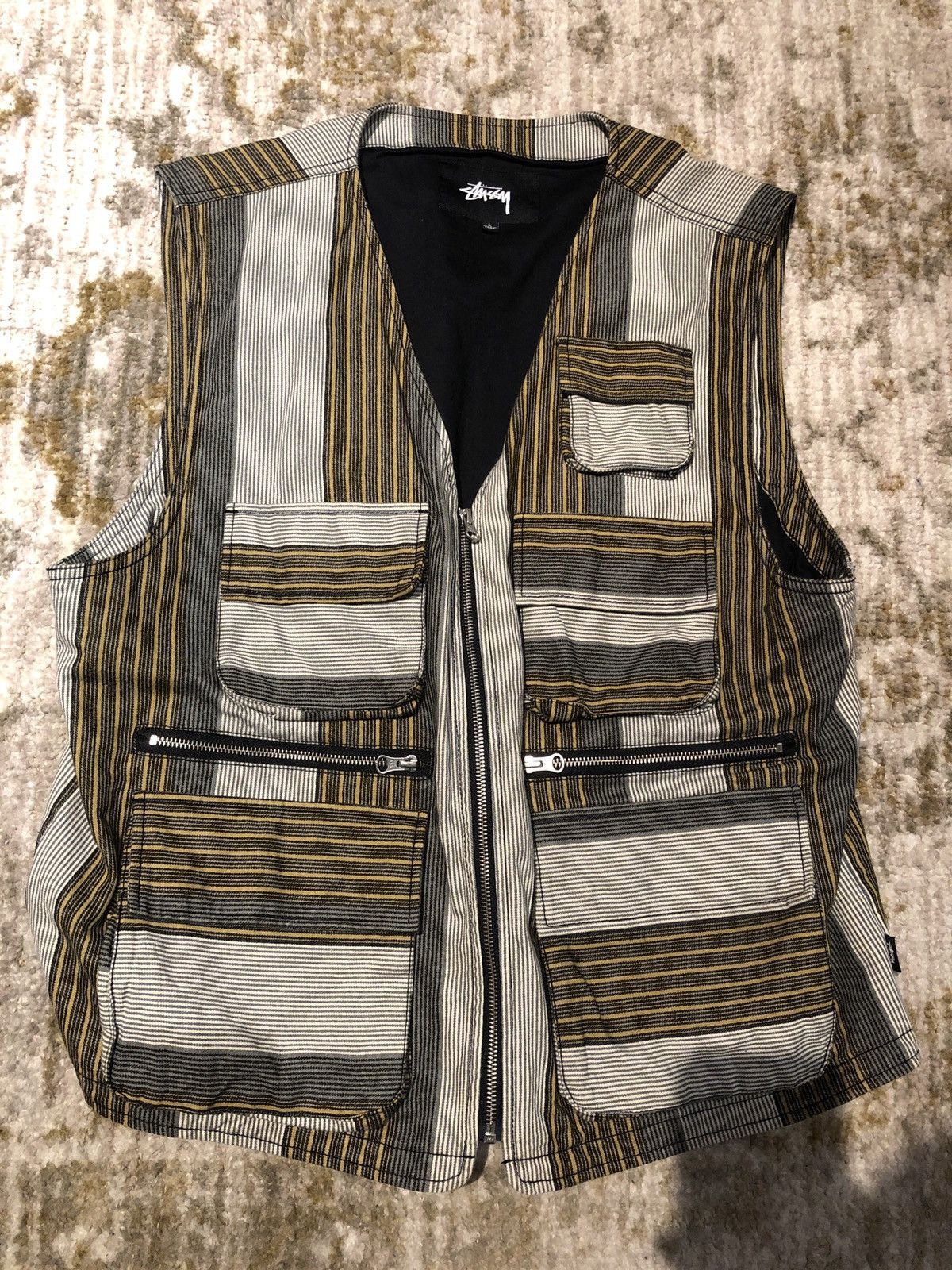 stussy stripe cargo vest 20aw カーゴベスト-