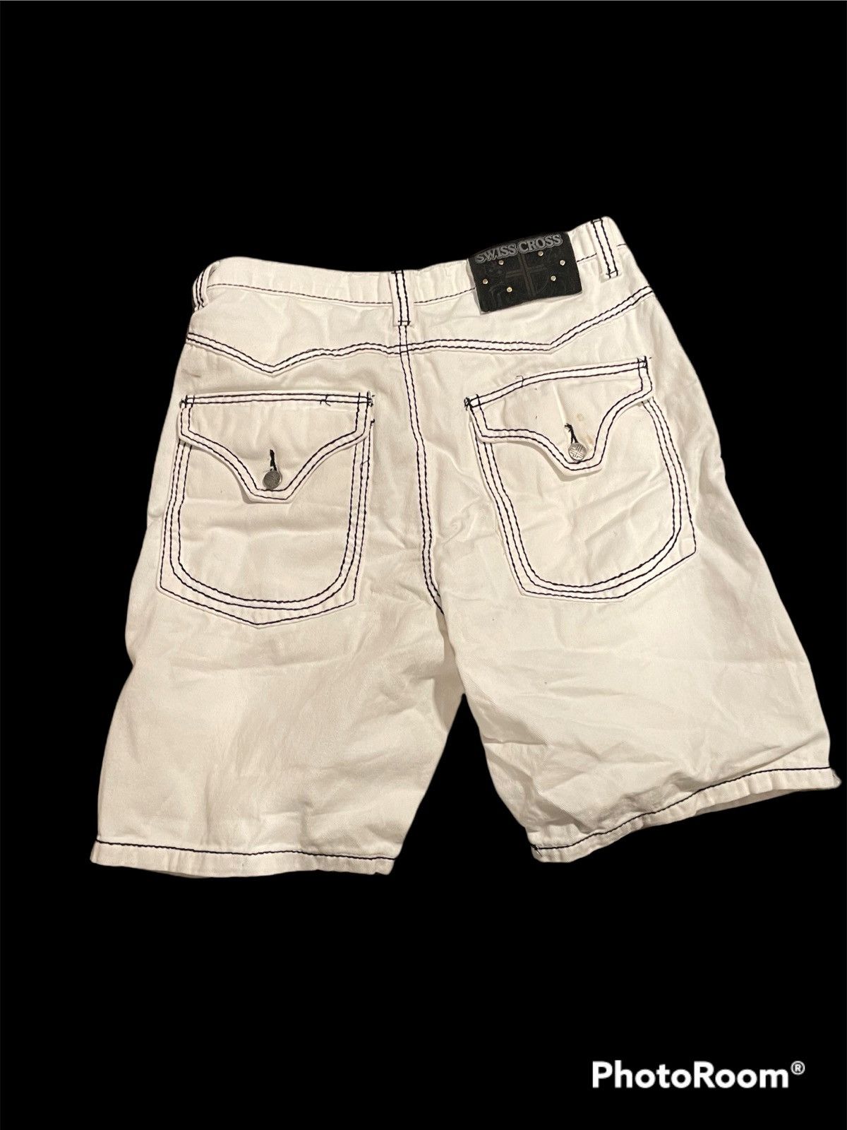 Vintage White Swiss Cross jorts Thick Stitch Size US 32 / EU 48 - 2 Thumbnail