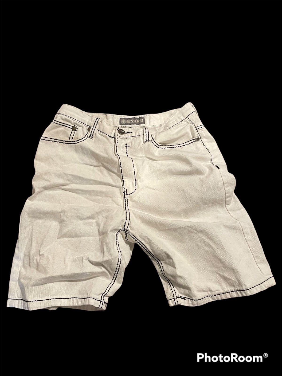 Vintage White Swiss Cross jorts Thick Stitch Size US 32 / EU 48 - 1 Thumbnail