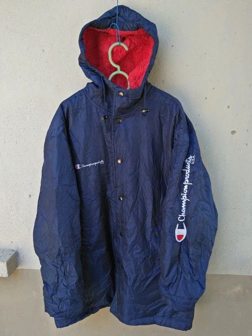 VINTAGE 90s CHAMPION BIG LOGO DOUBLE LAYER HOODED JACKETS