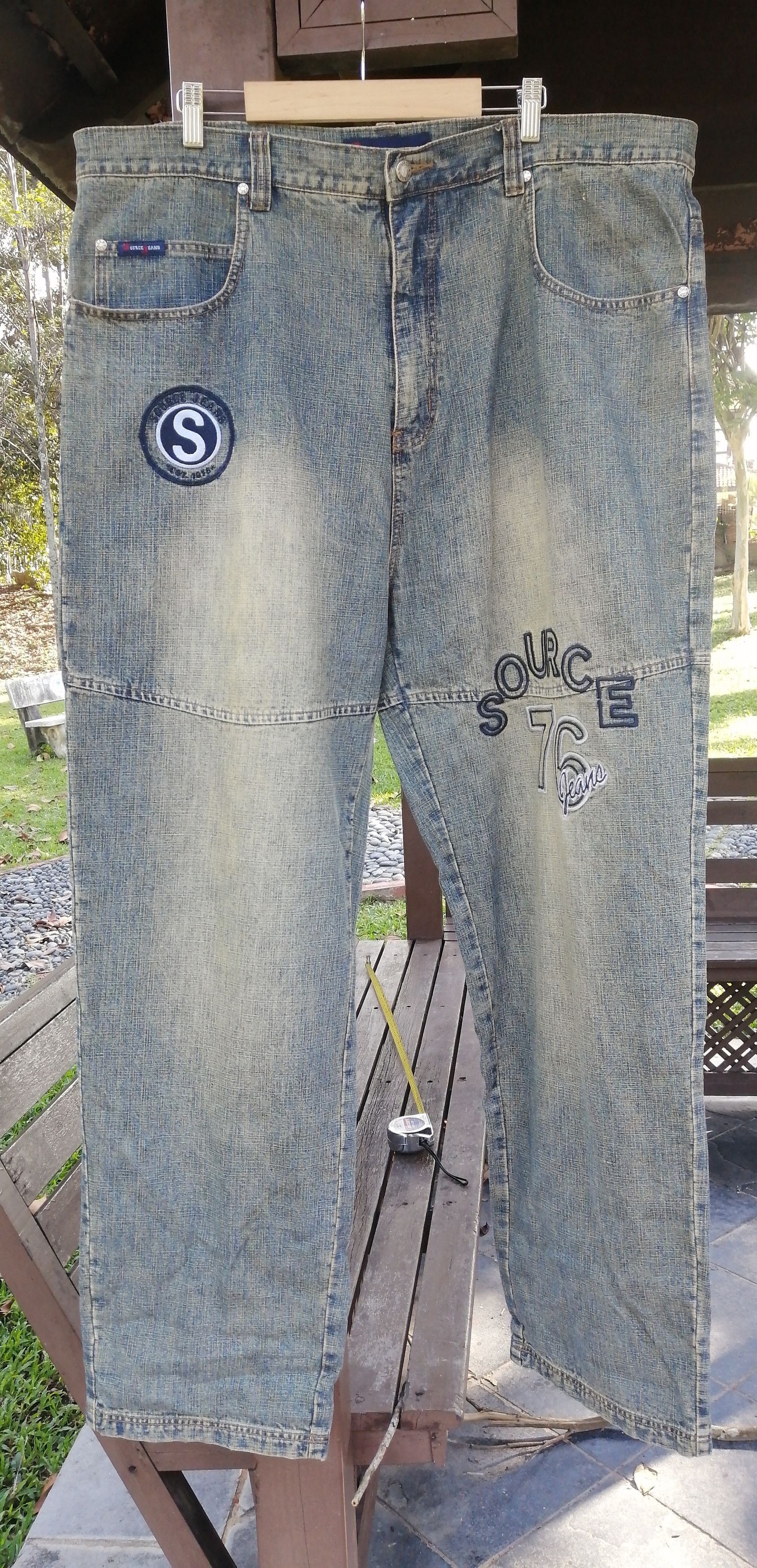 Source jeans denim big size embroidered logo