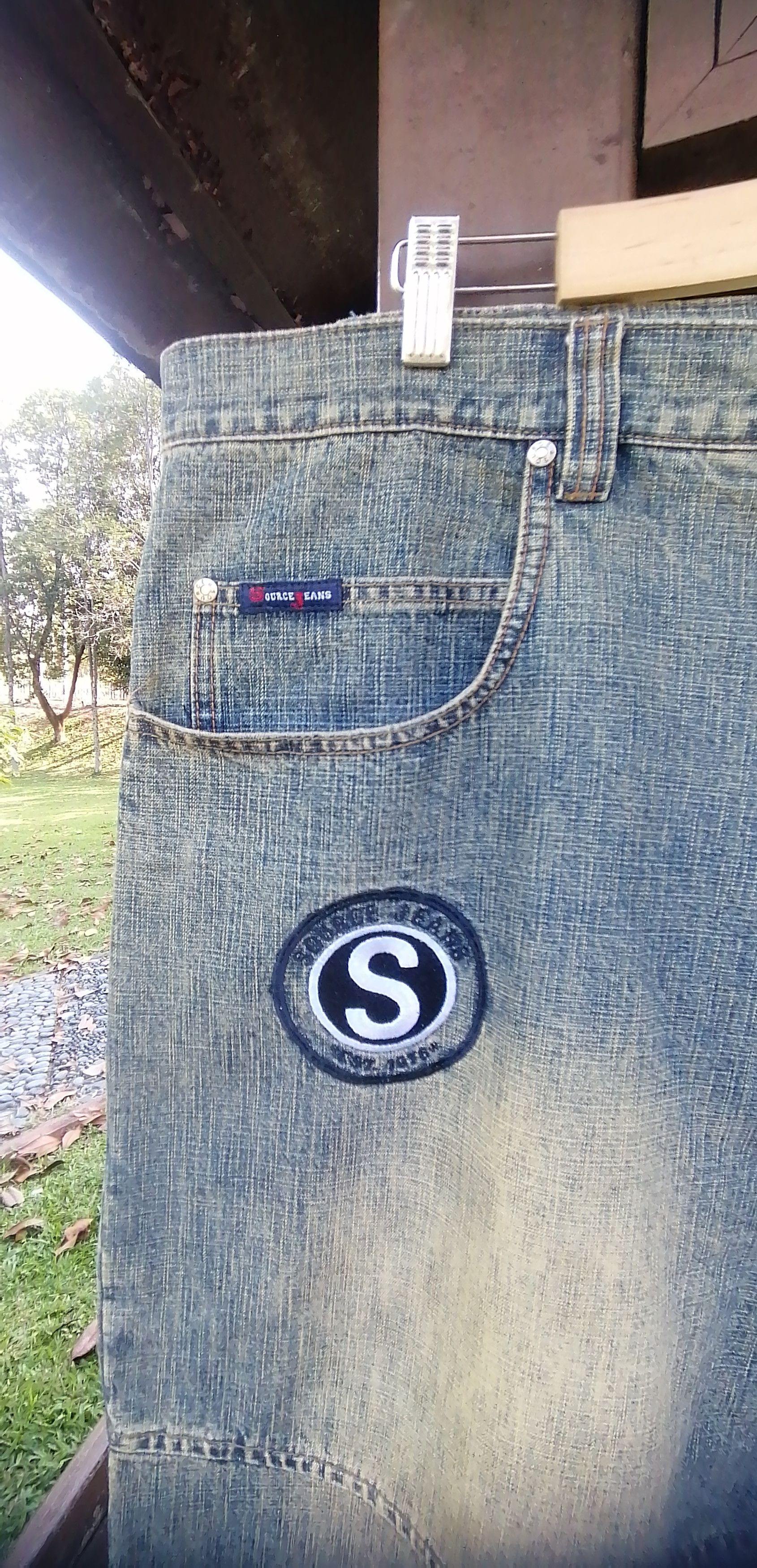 Source jeans denim big size embroidered logo