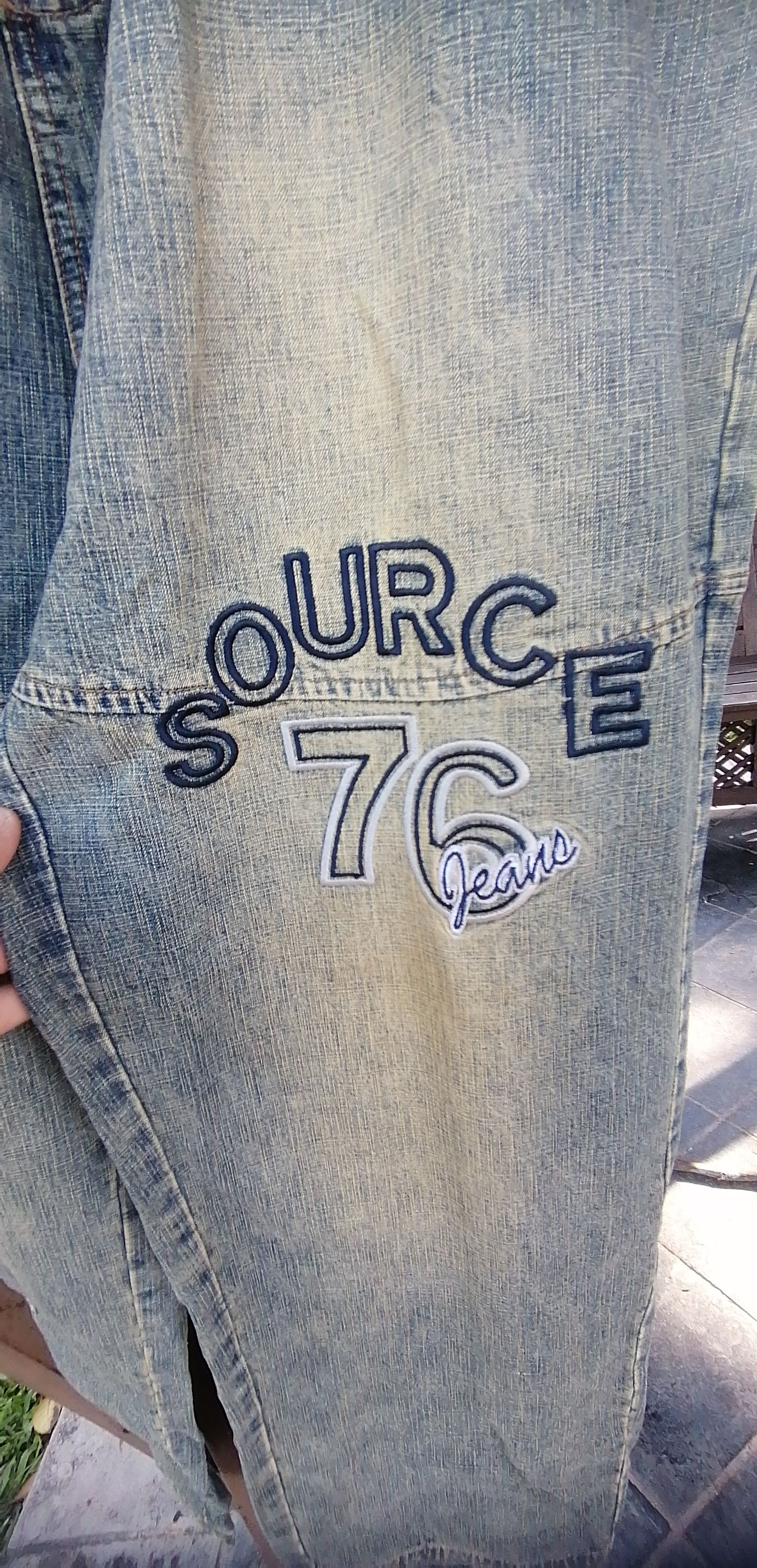 Source jeans denim big size embroidered logo