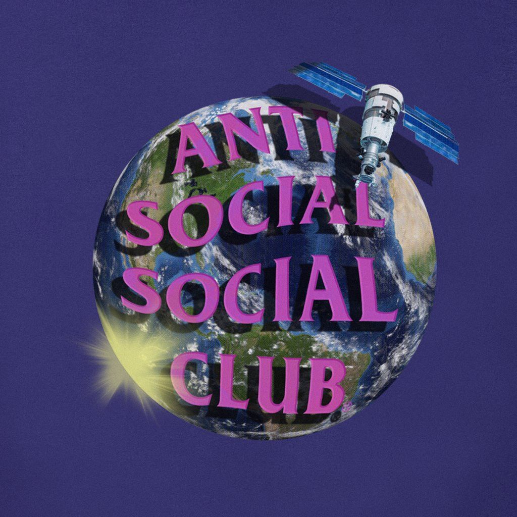 Anti Social Social Club × Members Only DS ASSC satellite Worldwide Purple Hoodie BAPE Kith FTP FOG Size US M / EU 48-50 / 2 - 2 Thumbnail