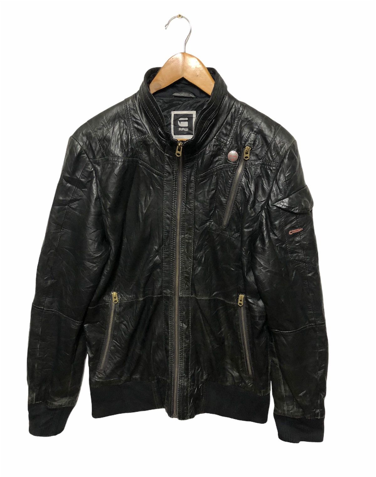 G-Star × Japanese Brand G STAR RAW LEATHER BOMBER JACKET Size US M / EU 48-50 / 2 - 2 Thumbnail