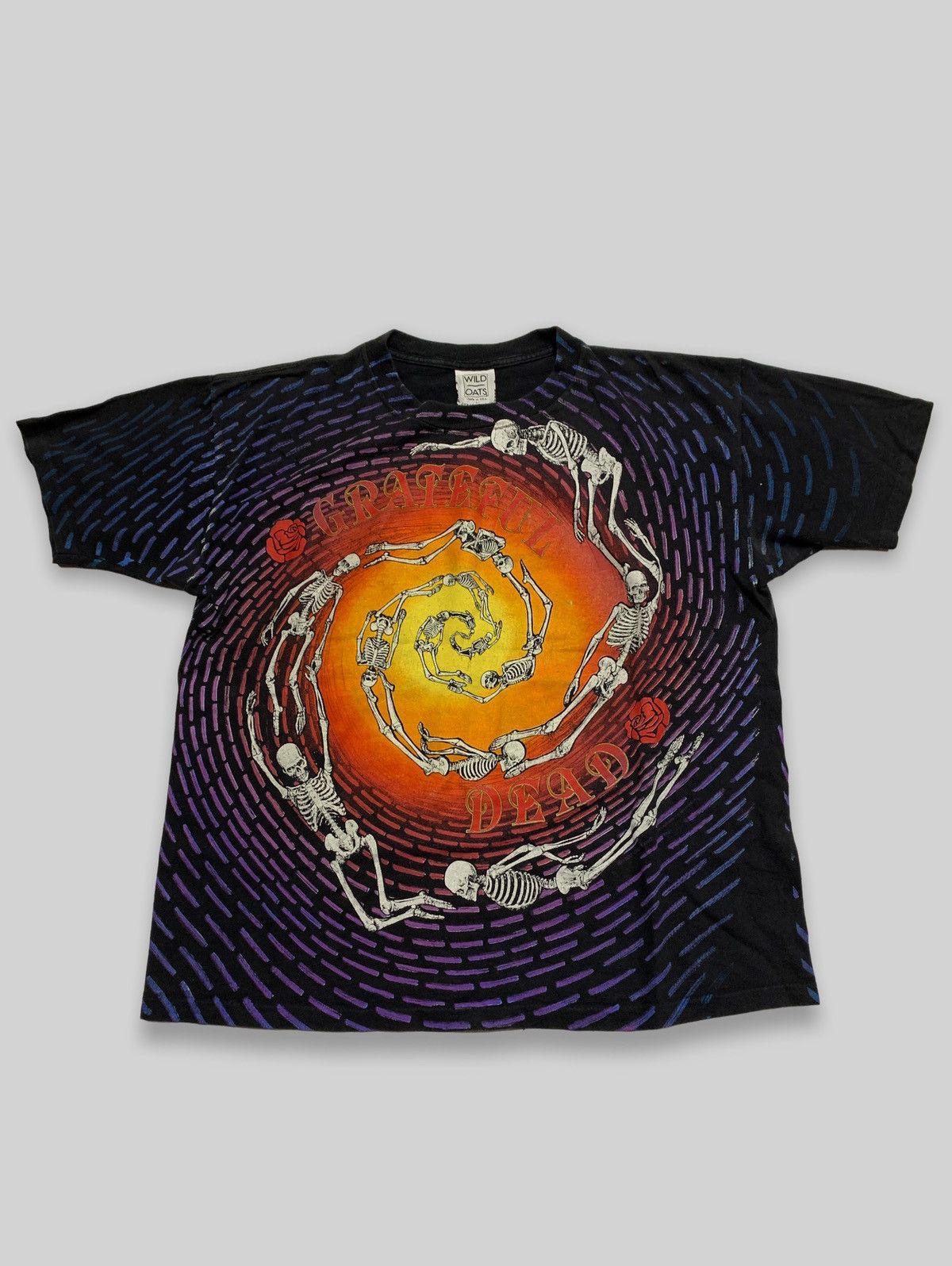 Grateful Dead Men's Spiral Skeletons T-shirt X-Large Black