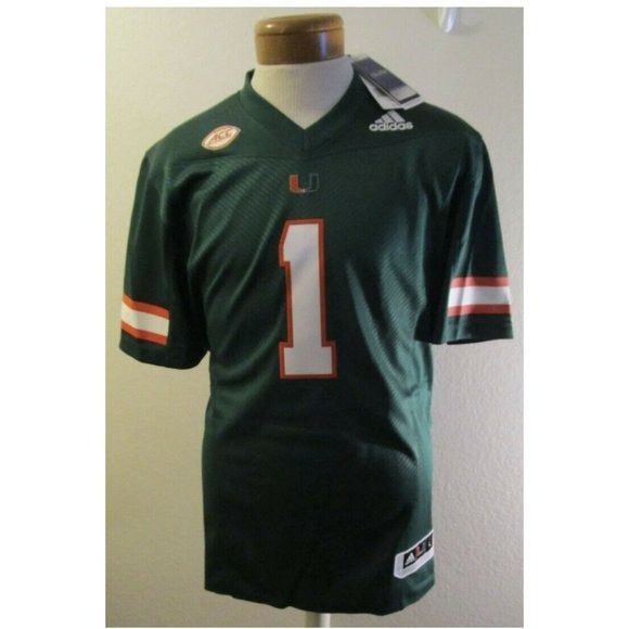 NWT Adidas Miami Hurricanes #1 Premier Football Jersey L