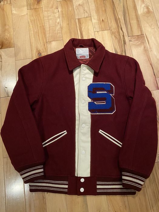 Supreme 2013 Captain S Varsity Jacket Burgundy | Grailed