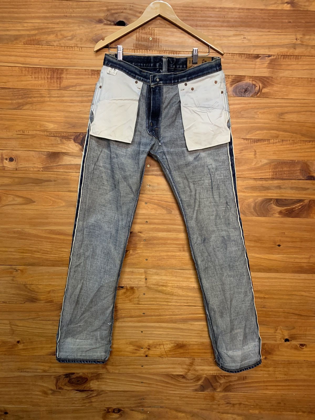 KOJIMA GENES Vintage Kojima Genes Japan Blue Wash Out Denim Jeans 19oz Size US 32 / EU 48 - 13 Thumbnail