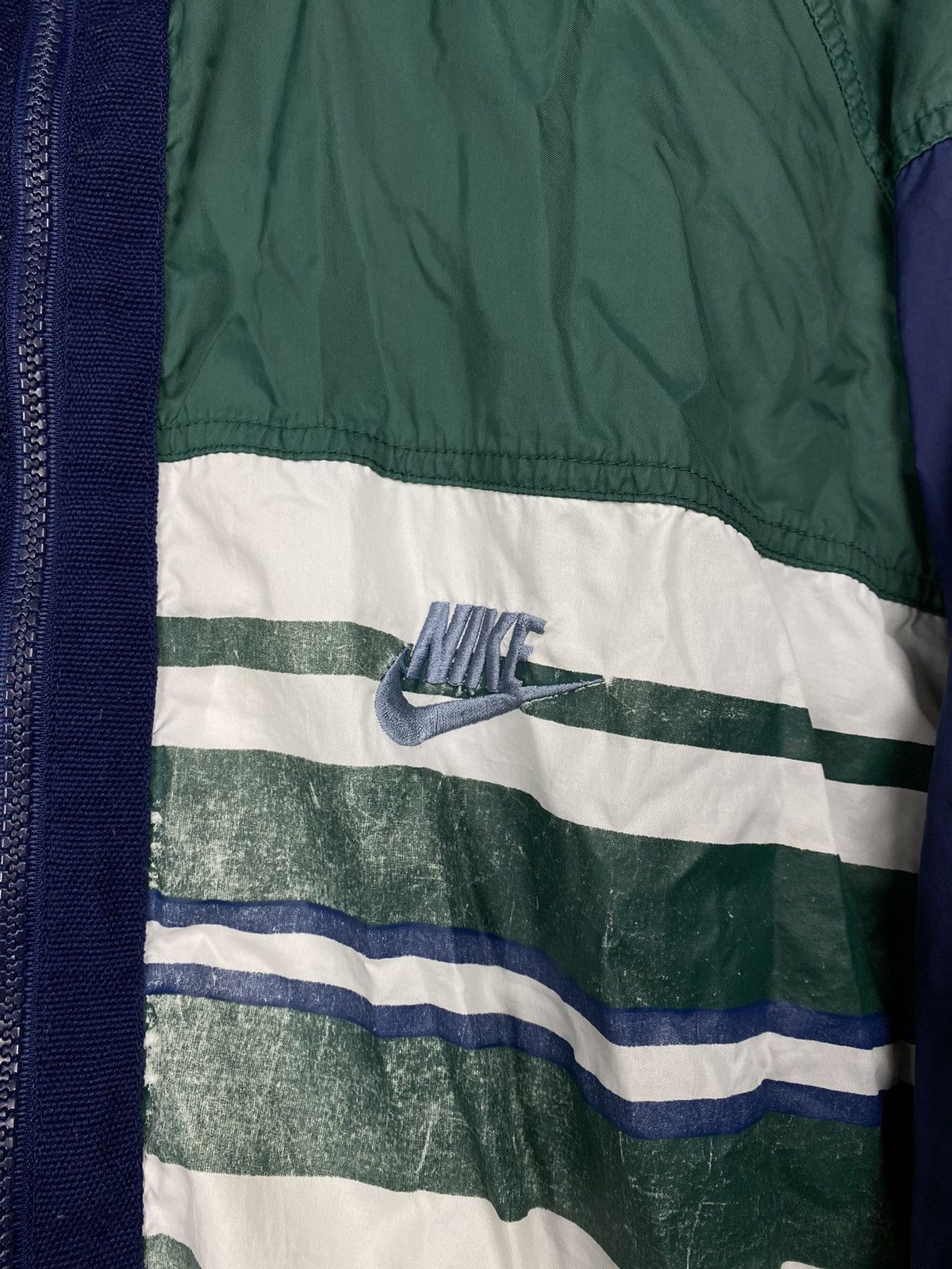 Nike × Vintage 90s Nike USA vintage green navy windbreaker jacket Size US XL / EU 56 / 4 - 3 Thumbnail