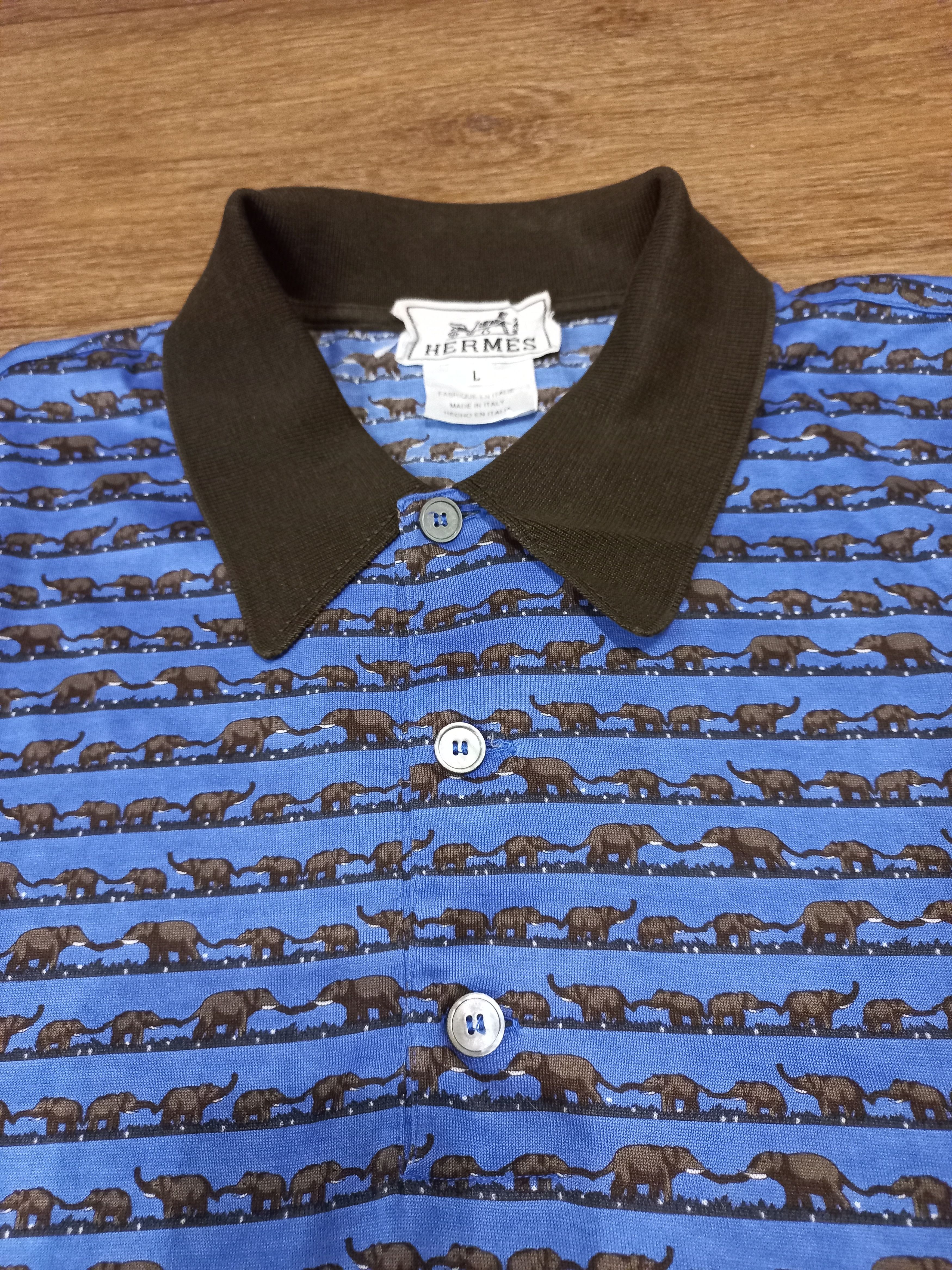 Hermes Hermes polo shirt elephant full pattern Size US L / EU 52-54 / 3 - 1 Thumbnail