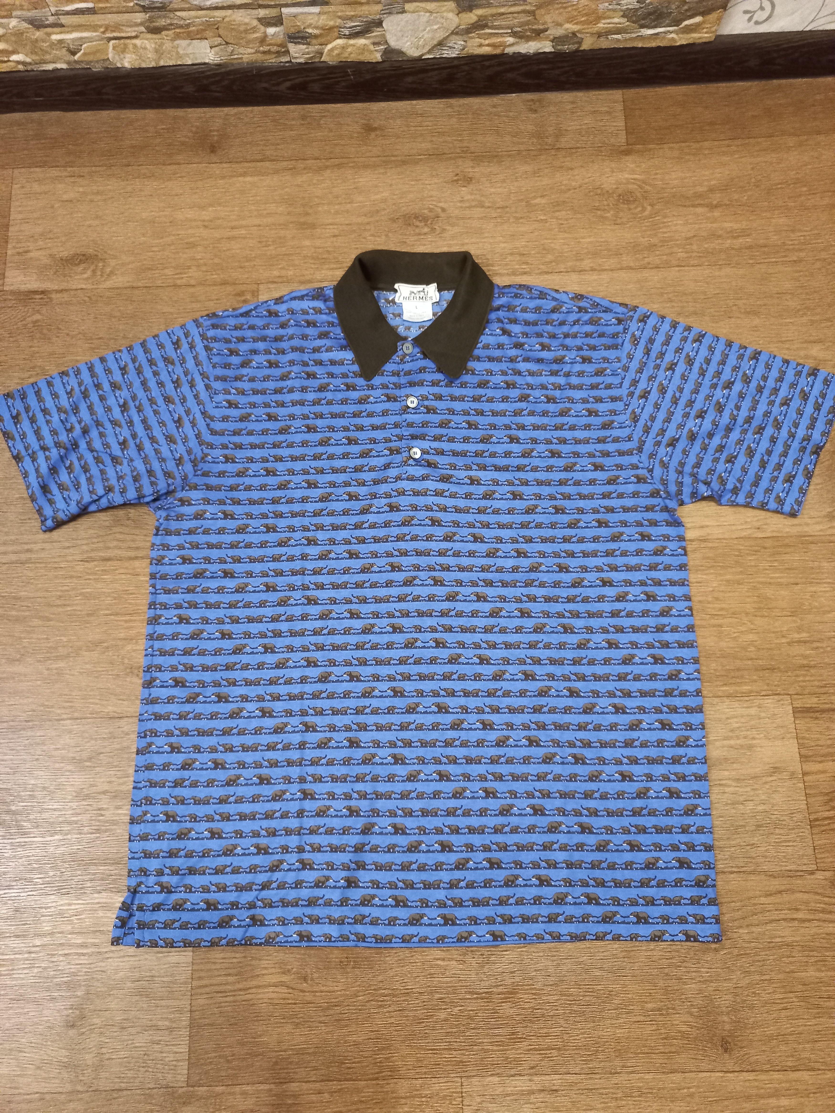 Hermes Hermes polo shirt elephant full pattern Size US L / EU 52-54 / 3 - 2 Thumbnail
