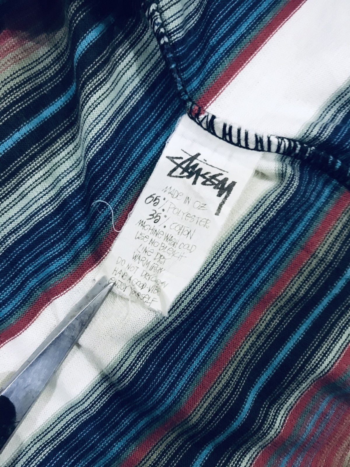 Vintage 90s Stussy striped pocket tee Streetwear t shirt 