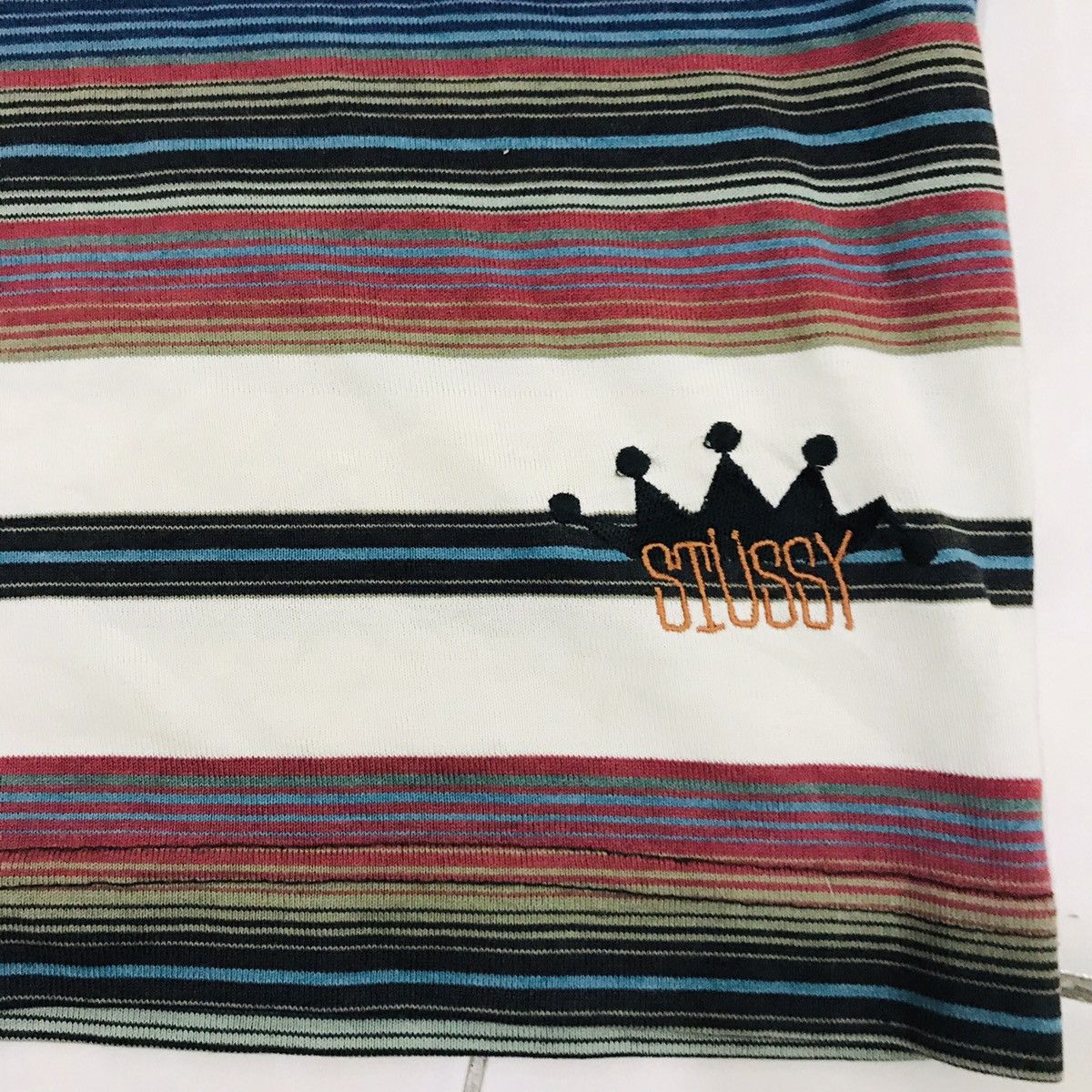 Vintage 90s Stussy striped pocket tee Streetwear t shirt 
