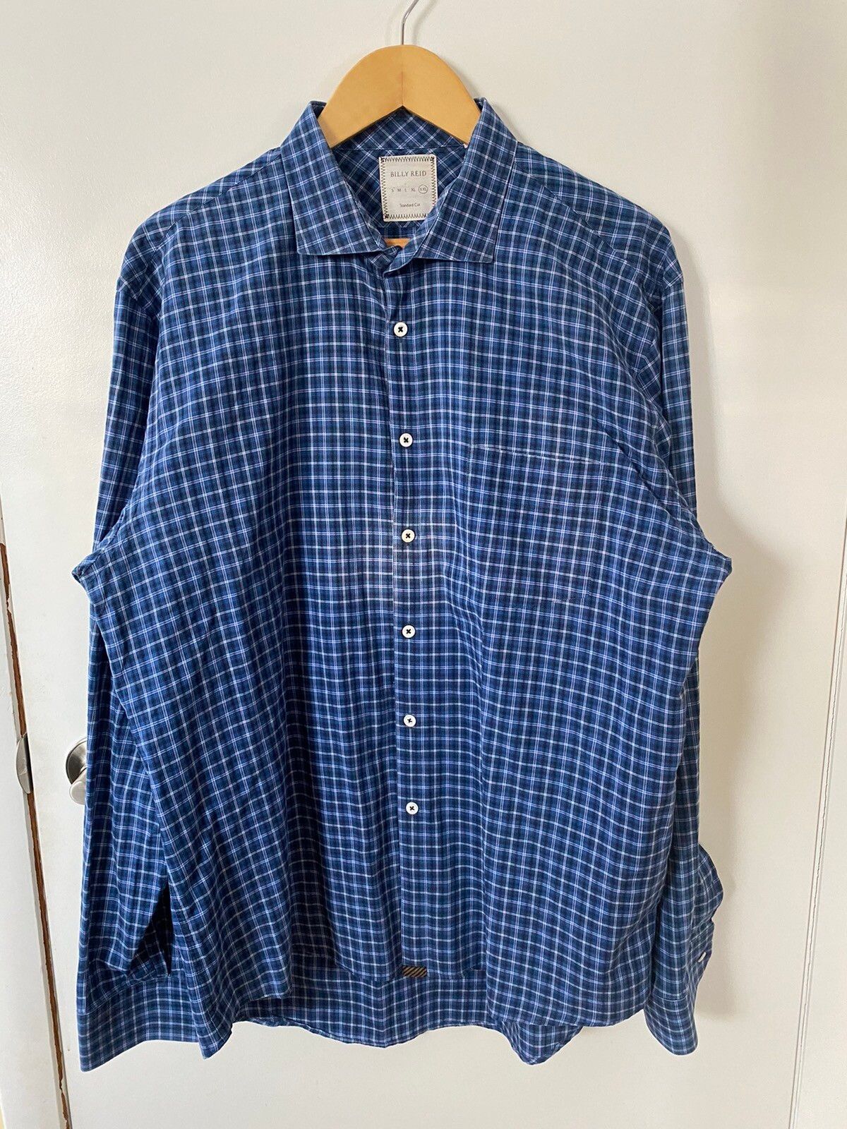 Billy Reid Dark Blue Plaid Shirt Size US XXL / EU 58 / 5 - 1 Preview