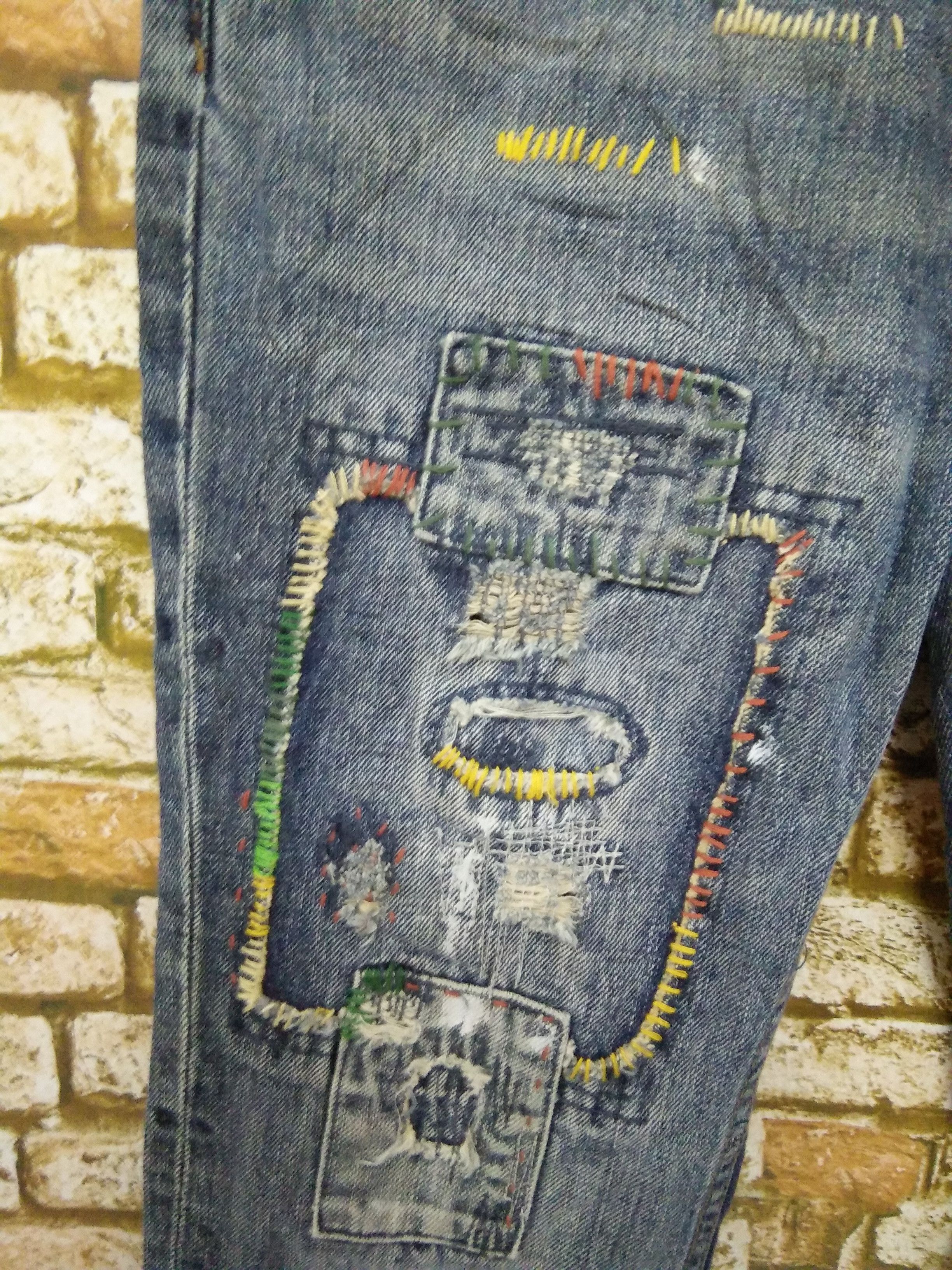 Japanese Brand × Seditionaries a:r] BORO PATCHWORK DISTRESSED DENIM BONDAGE (A769) Size US 34 / EU 50 - 2 Thumbnail
