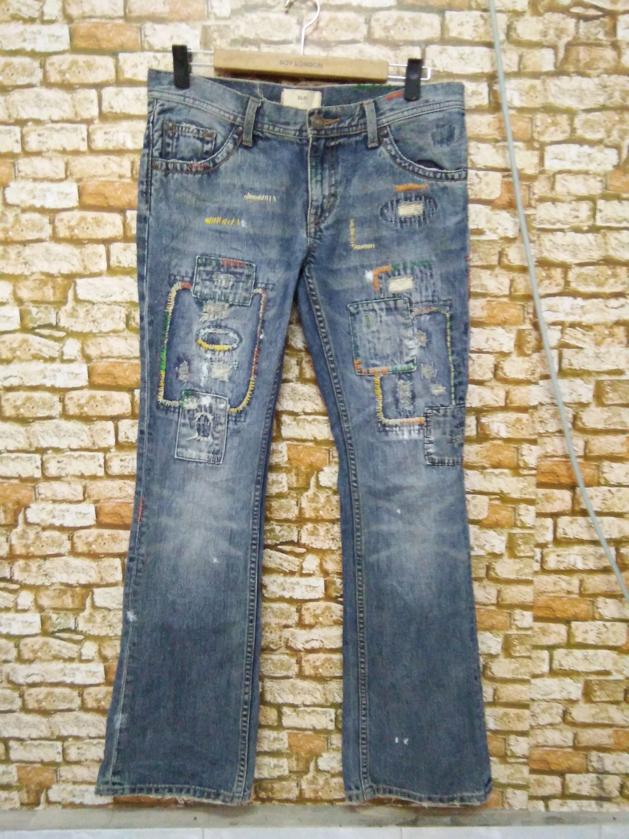 a:r] BORO PATCHWORK DISTRESSED DENIM BONDAGE (A769)