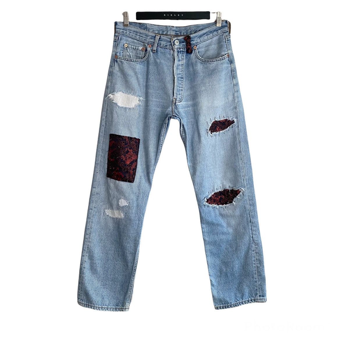 Levi's Vintage Levis 501 Repair Denim Patchwork Jeans Size US 31 - 1 Thumbnail