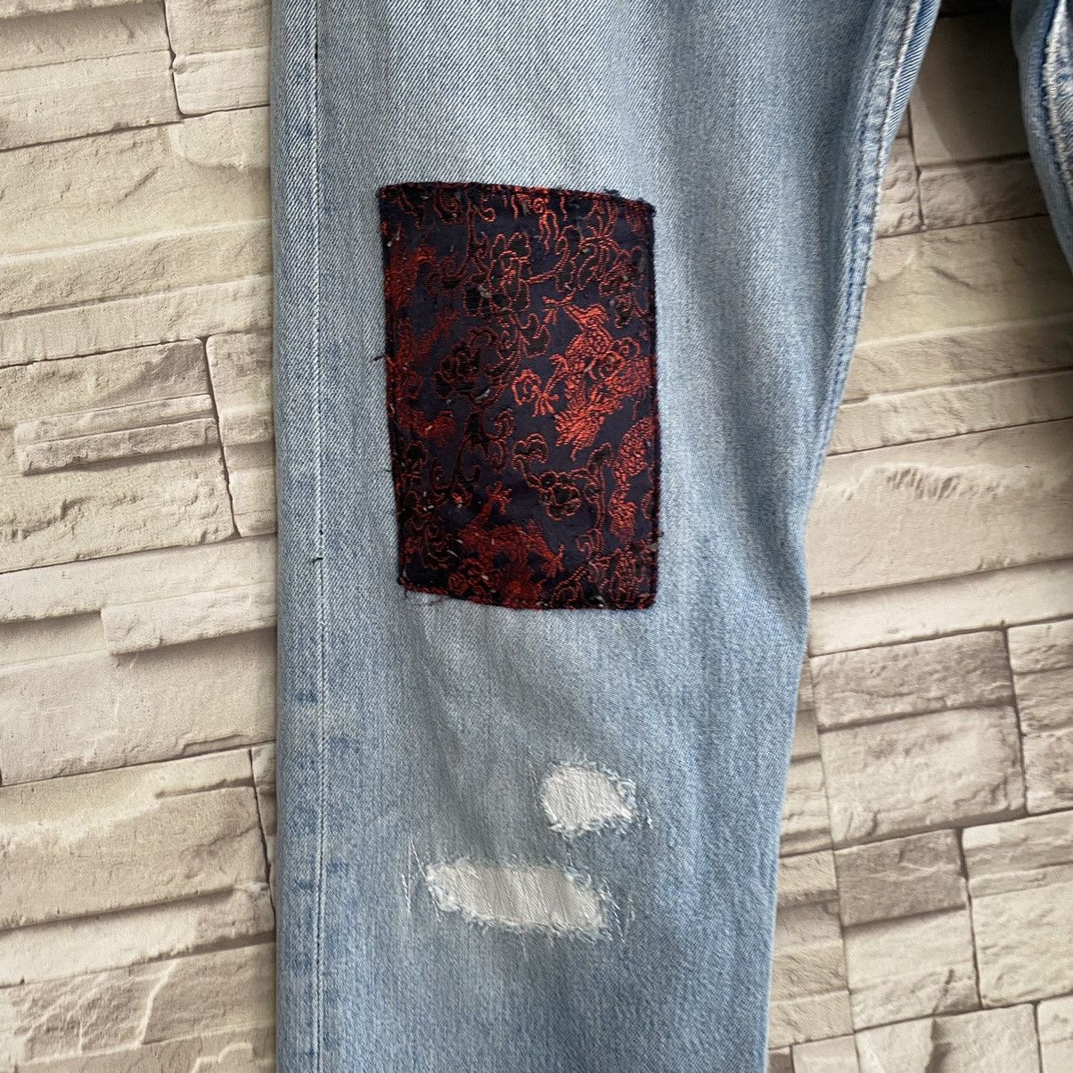 Levi's Vintage Levis 501 Repair Denim Patchwork Jeans Size US 31 - 7 Thumbnail