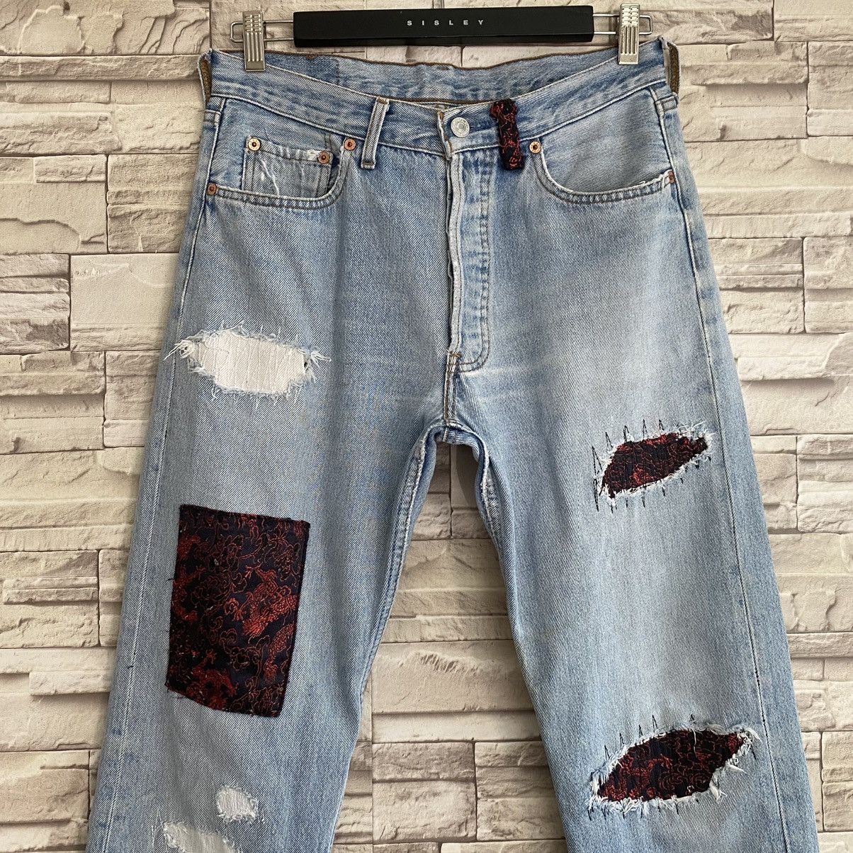 Levi's Vintage Levis 501 Repair Denim Patchwork Jeans Size US 31 - 4 Thumbnail