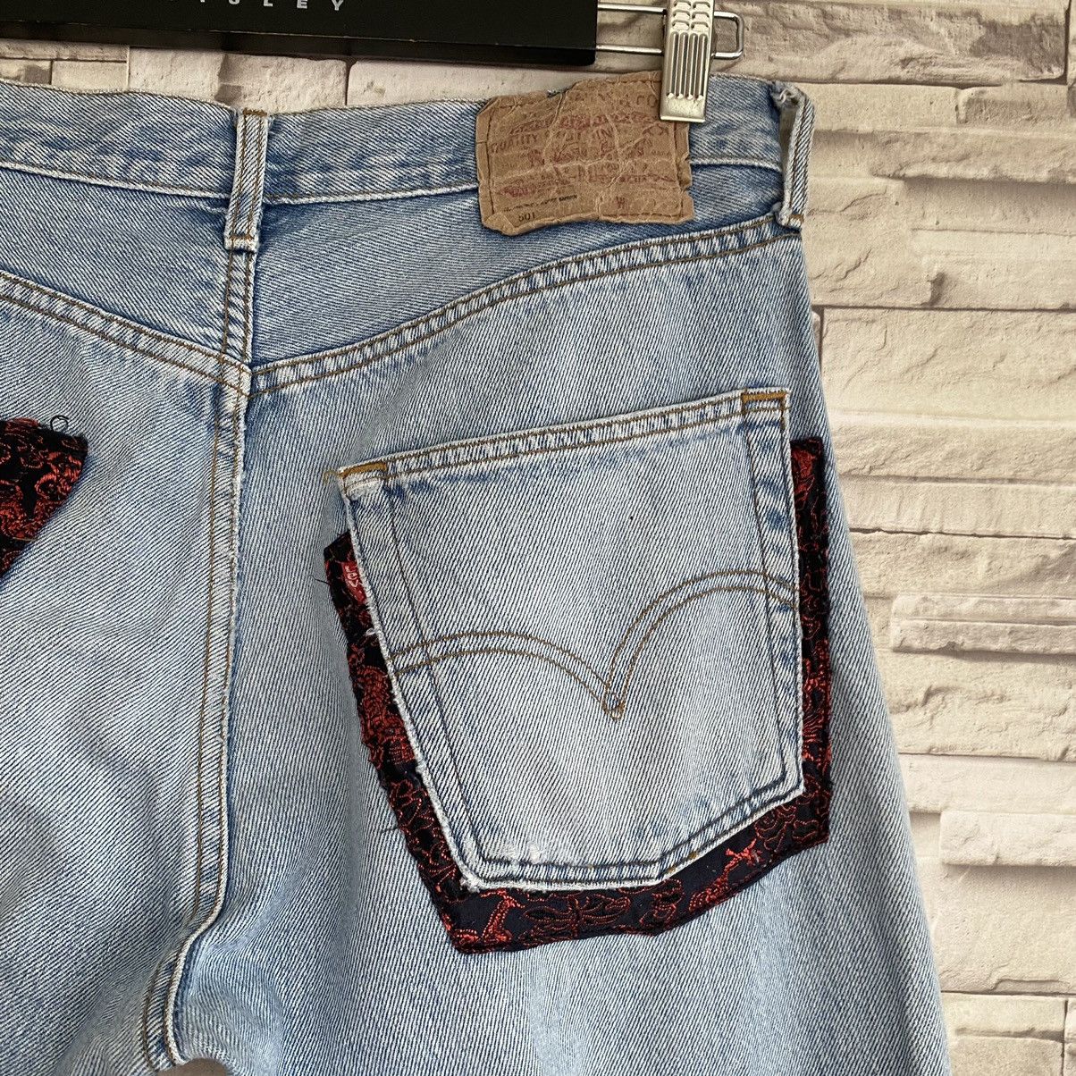 Levi's Vintage Levis 501 Repair Denim Patchwork Jeans Size US 31 - 13 Thumbnail