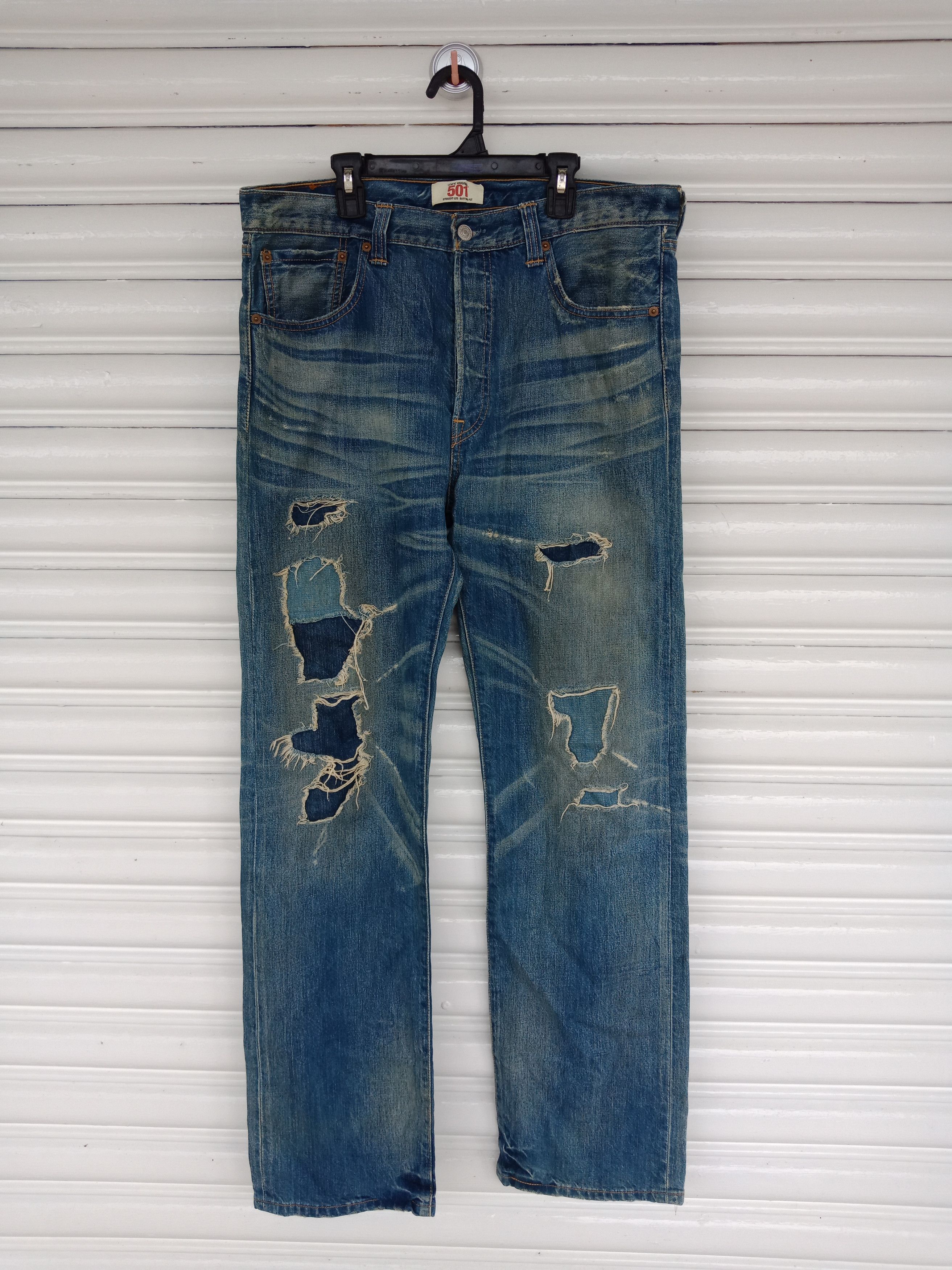 Levi's Levi's 501 Patchworks Kurt Cobain Mudwash Distressed Size US 35 - 1 Thumbnail