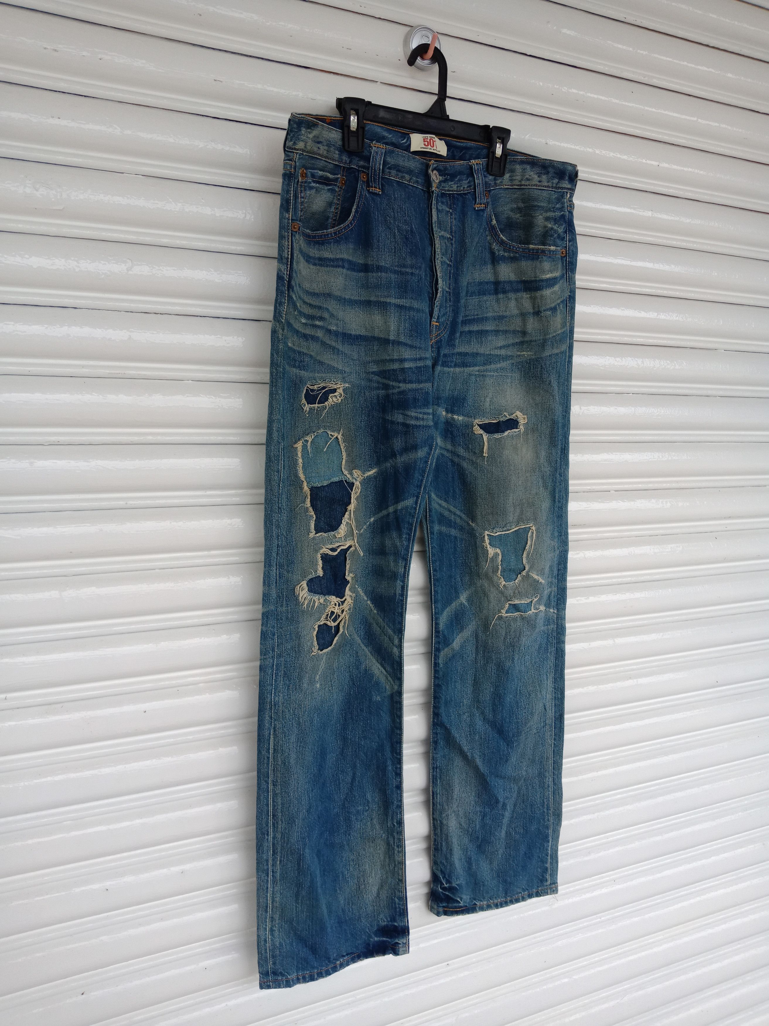Levi's Levi's 501 Patchworks Kurt Cobain Mudwash Distressed Size US 35 - 4 Thumbnail