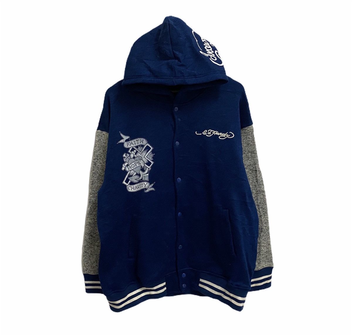 Christian Audigier × Ed Hardy VINTAGE ED HARDY BIG LOGO WOOL HOODIE SWEATER Size US XL / EU 56 / 4 - 2 Thumbnail