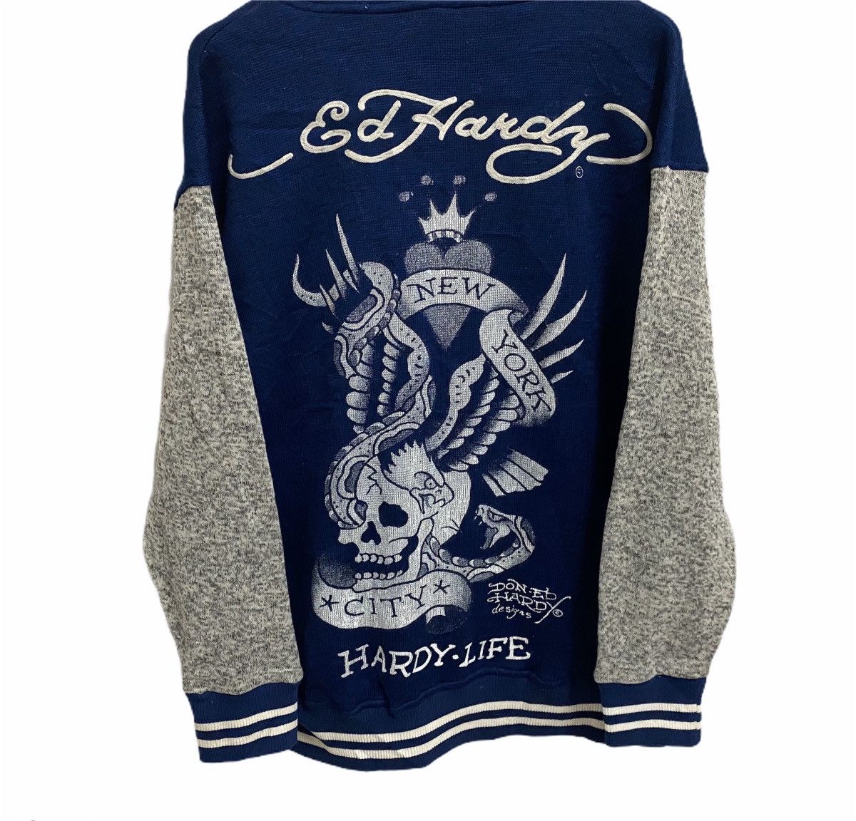 Christian Audigier × Ed Hardy VINTAGE ED HARDY BIG LOGO WOOL HOODIE SWEATER Size US XL / EU 56 / 4 - 4 Thumbnail