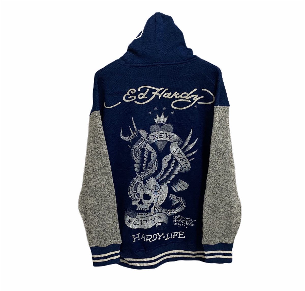 Christian Audigier × Ed Hardy VINTAGE ED HARDY BIG LOGO WOOL HOODIE SWEATER Size US XL / EU 56 / 4 - 1 Thumbnail