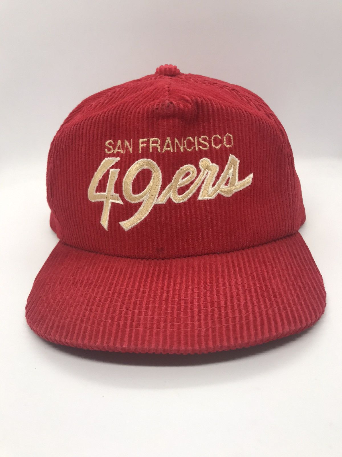 Vtg NFL San Francisco 49ers Sports Specialties Corduroy Script Hat – 