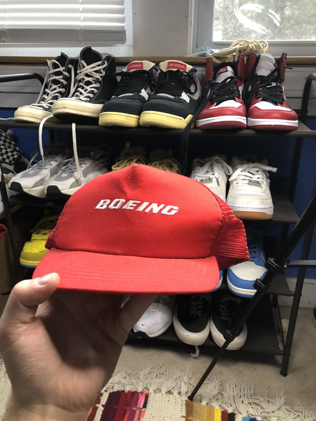 Vintage vintage boeing airline red trucker hat Size ONE SIZE - 1 Thumbnail