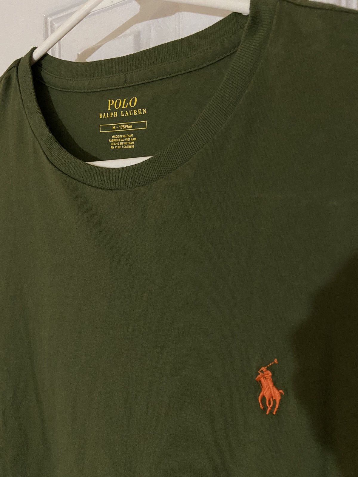 Polo Ralph Lauren Polo RL olive army green t shirt with orange horse Medium Grailed