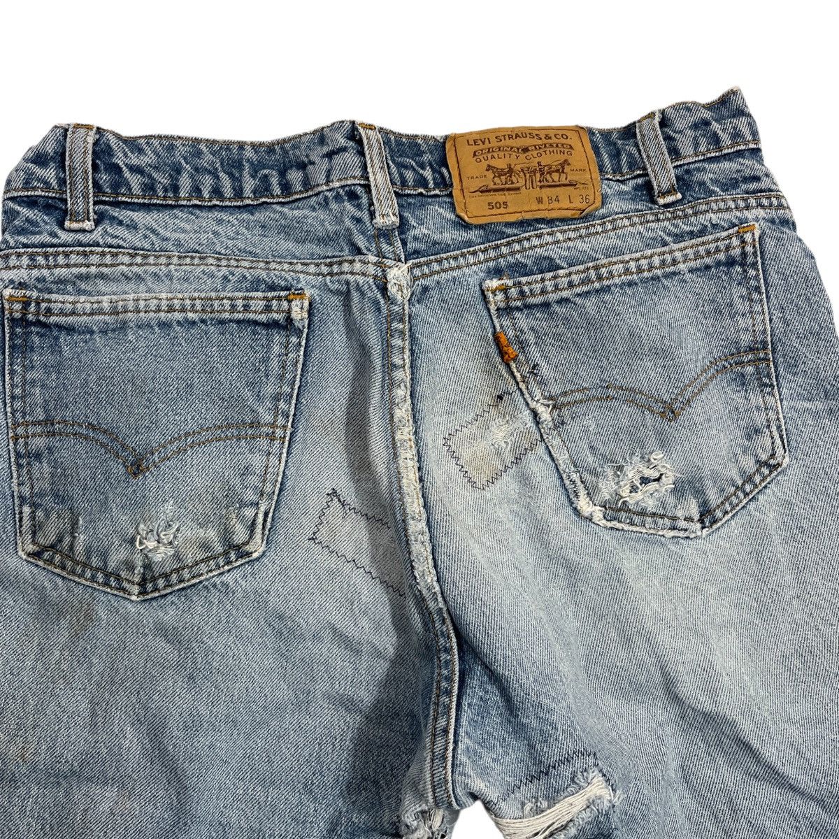 Levi's × Vintage 90s Levis 505 Orange Tab Jeans Distressed Size US 32 / EU 48 - 6 Thumbnail