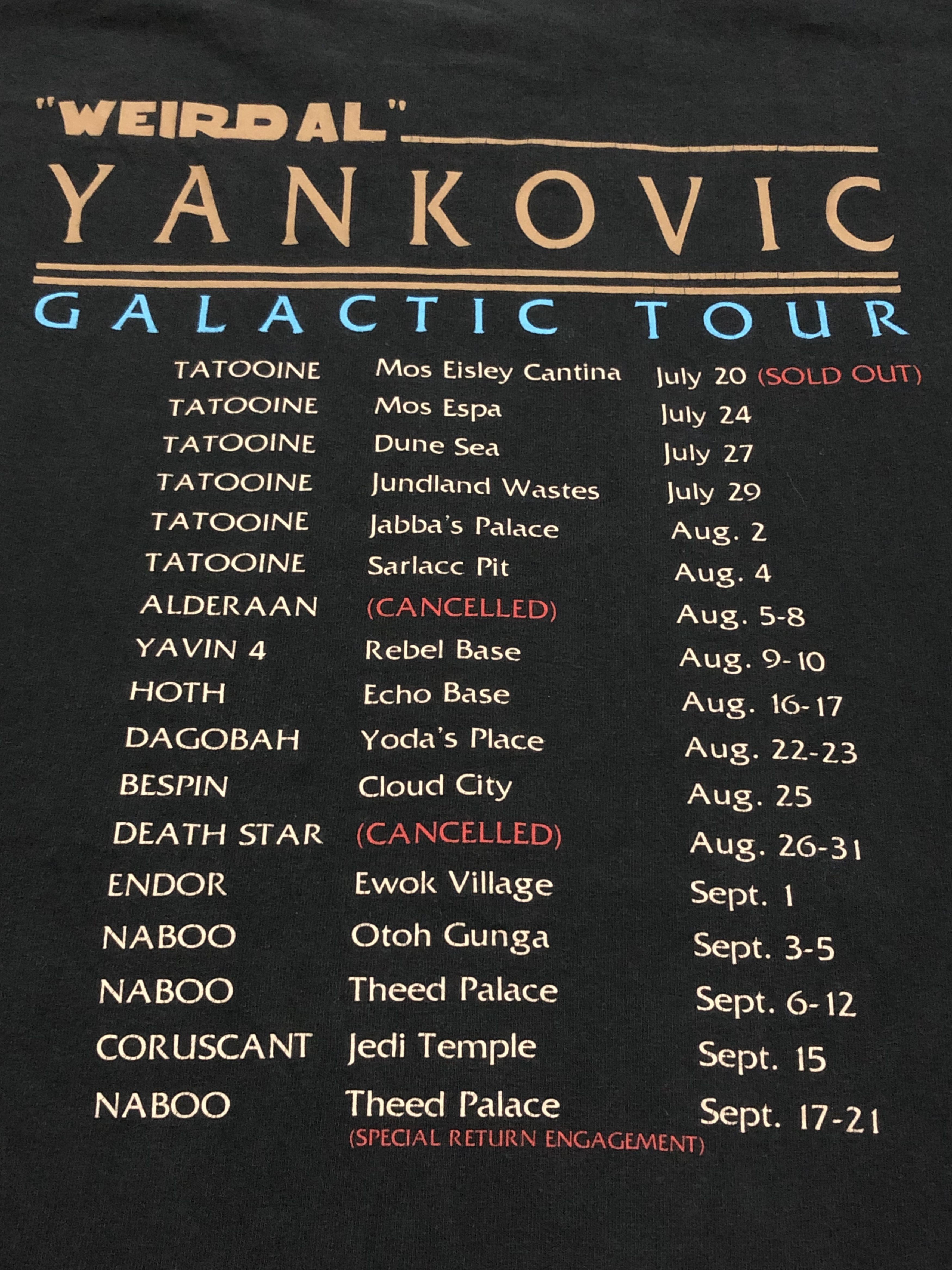 Band Tees Vintage Rare Weirdal Yankovic The Saga Begin Galactic Tour Size US XL / EU 56 / 4 - 5 Thumbnail