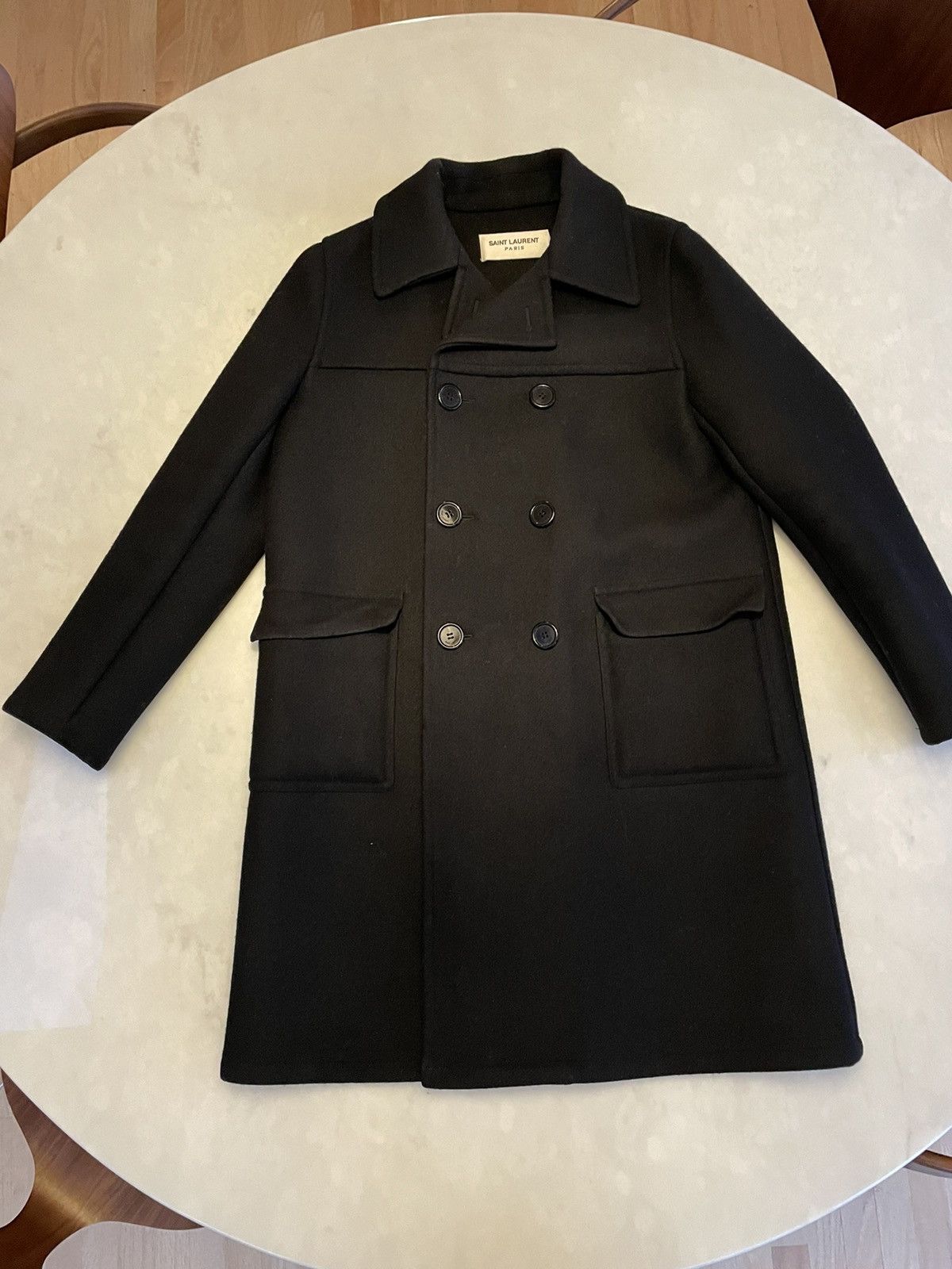 Hedi Slimane × Saint Laurent Paris Saint Laurent FW14 Wool Peacoat Size S / US 4 / IT 40 - 2 Thumbnail