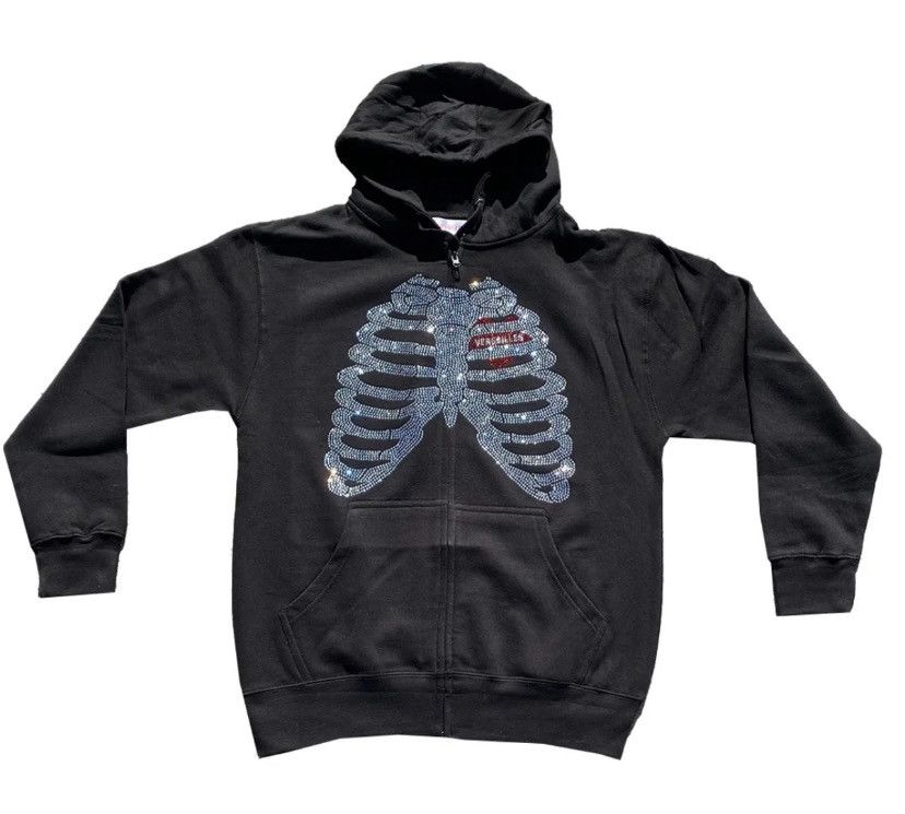 Vintage Versailles rhinestone rib cage zip up Grailed