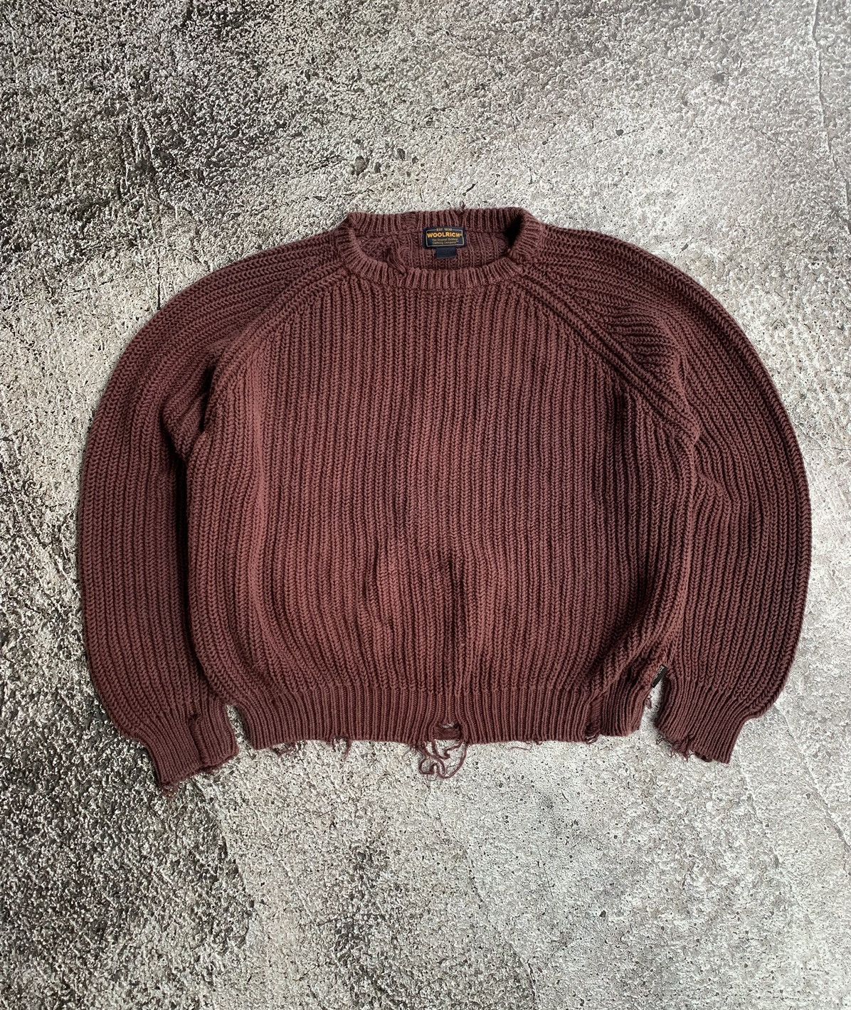 Vintage Woolrich Mens XL Wool Chunky Knit 2024 Crewneck Sweater Brown