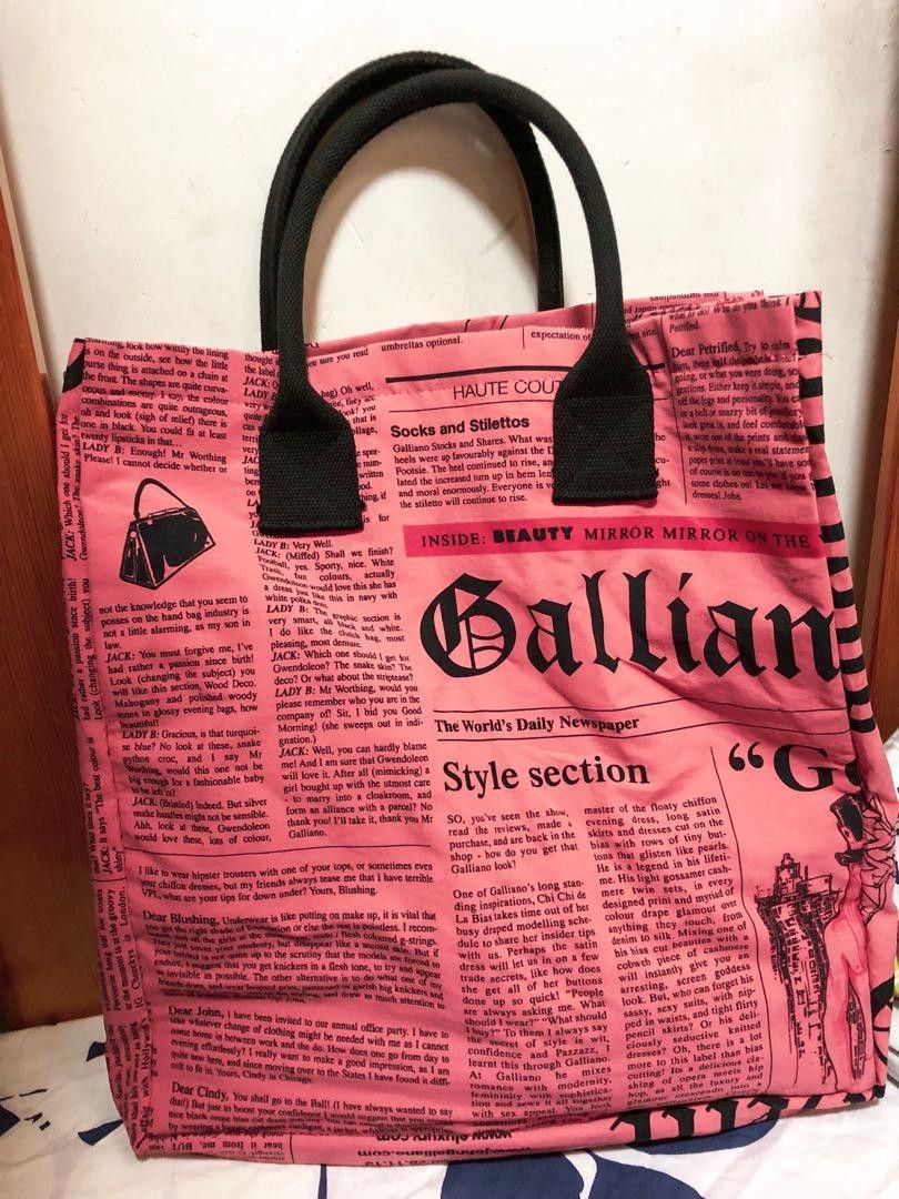 John Galliano John Galliano newspaper tote bag | Grailed