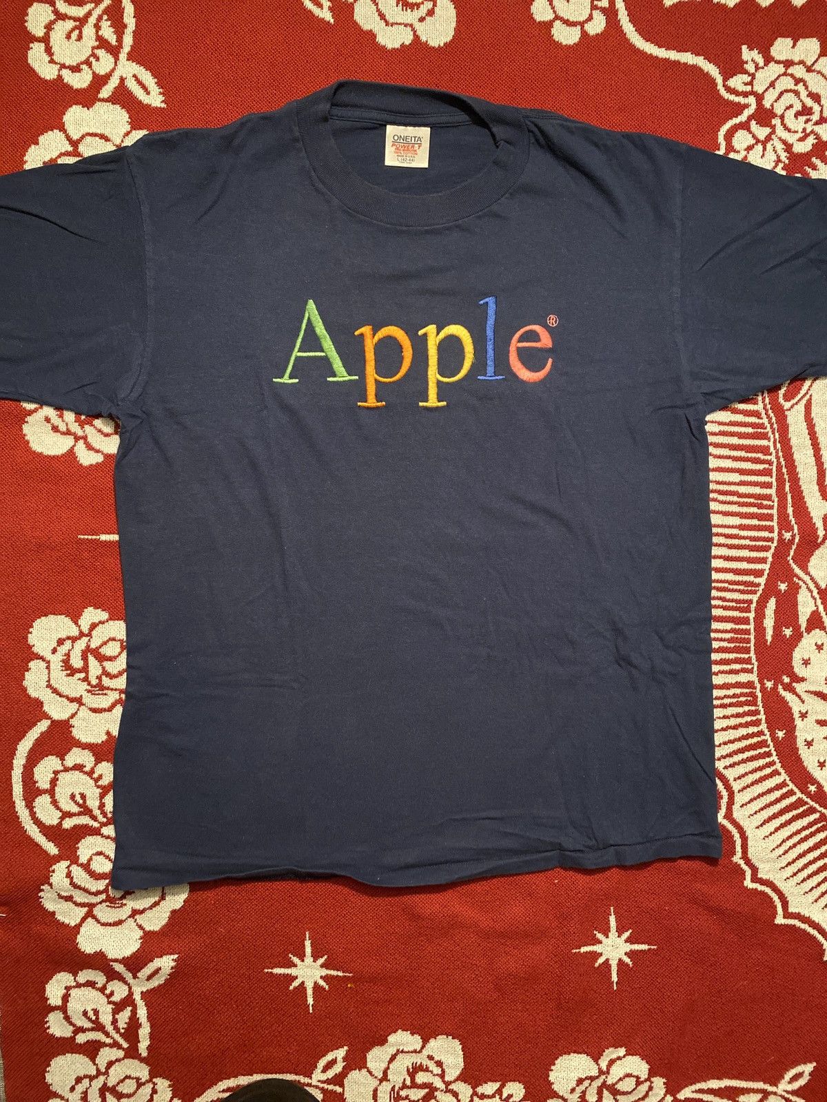Apple Logo Print ONEITA L 90s Apple × Vintage Vintage Apple t