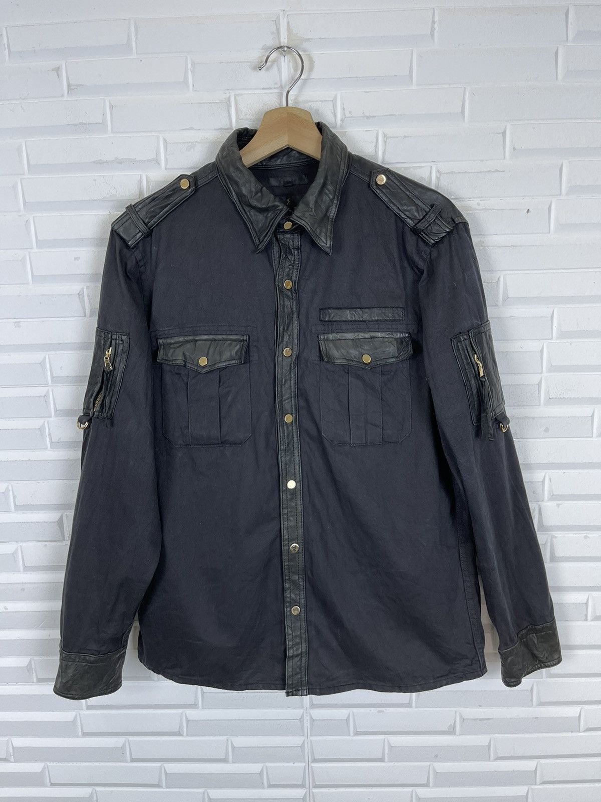 If Six Was Nine × Japanese Brand Japanese Designer Cotton x Leather Collar If Six Was Nine Size US M / EU 48-50 / 2 - 6 Thumbnail