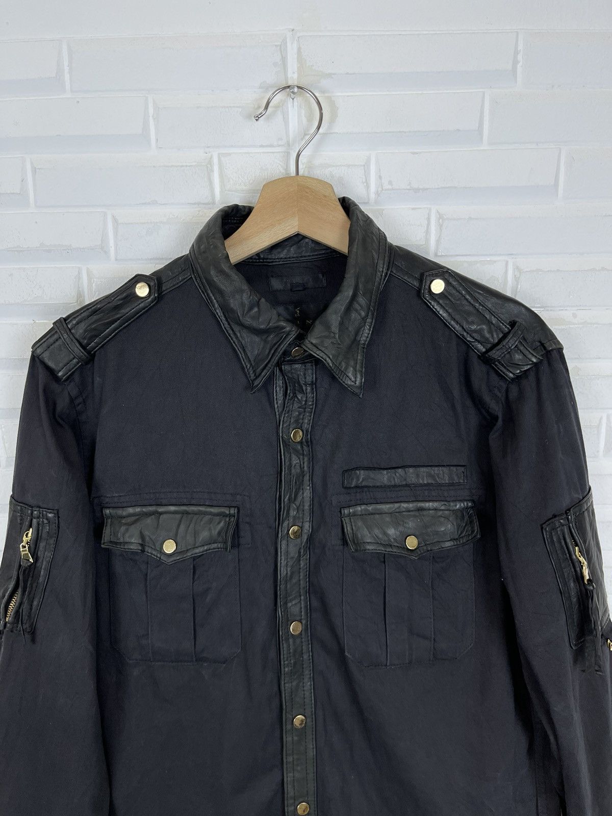 If Six Was Nine × Japanese Brand Japanese Designer Cotton x Leather Collar If Six Was Nine Size US M / EU 48-50 / 2 - 2 Thumbnail