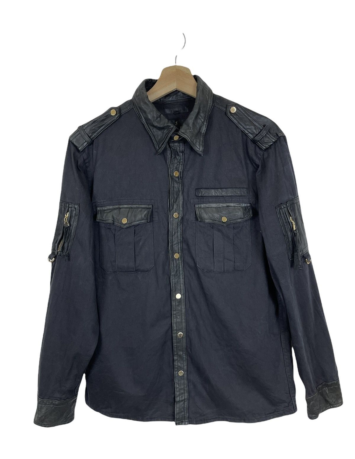 If Six Was Nine × Japanese Brand Japanese Designer Cotton x Leather Collar If Six Was Nine Size US M / EU 48-50 / 2 - 1 Thumbnail