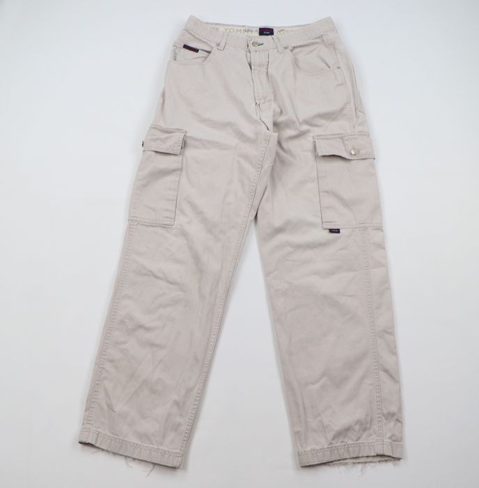 Vintage Vintage 90s Tommy Hilfiger Baggy Wide Leg Cargo Pants Tan | Grailed