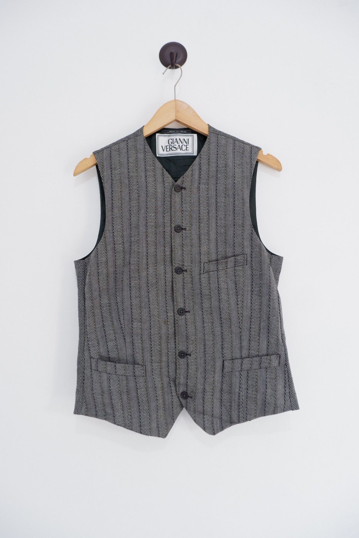 Versace Vintage Gianni Versace Wool Vest Size US S / EU 44-46 / 1 - 1 Thumbnail