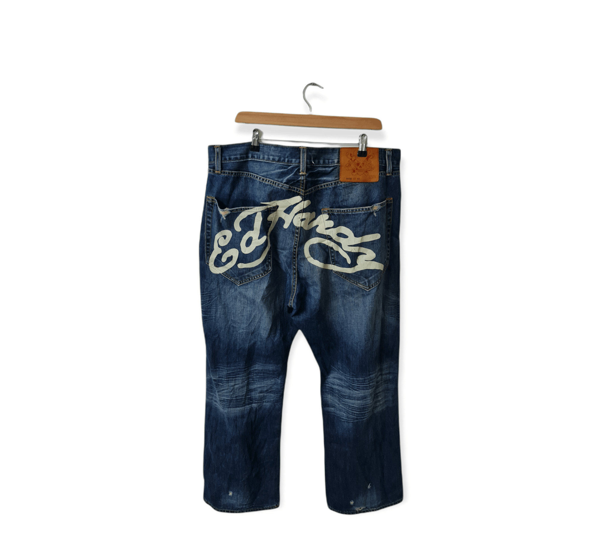 Image of Vintage Ed Hardy Big Logo Jeans in Blue, Men's (Size 40)