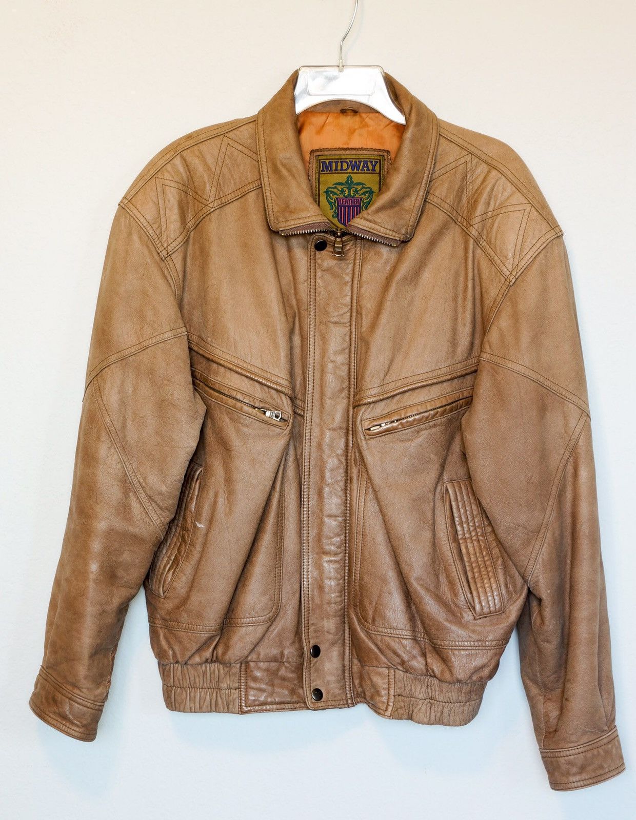 Vintage Midway top Genuine Leather Trucker Jacket